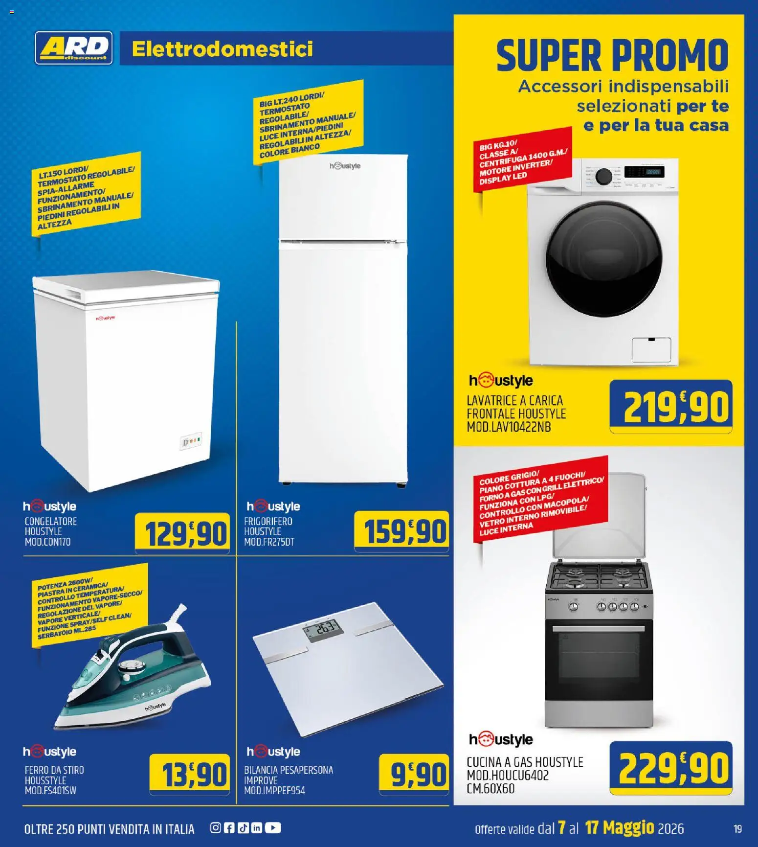 Volantino ARD Discount del 07.05.2026 | Pagina: 19 | Prodotti: Tè, Centrifuga, Congelatore, Bilancia
