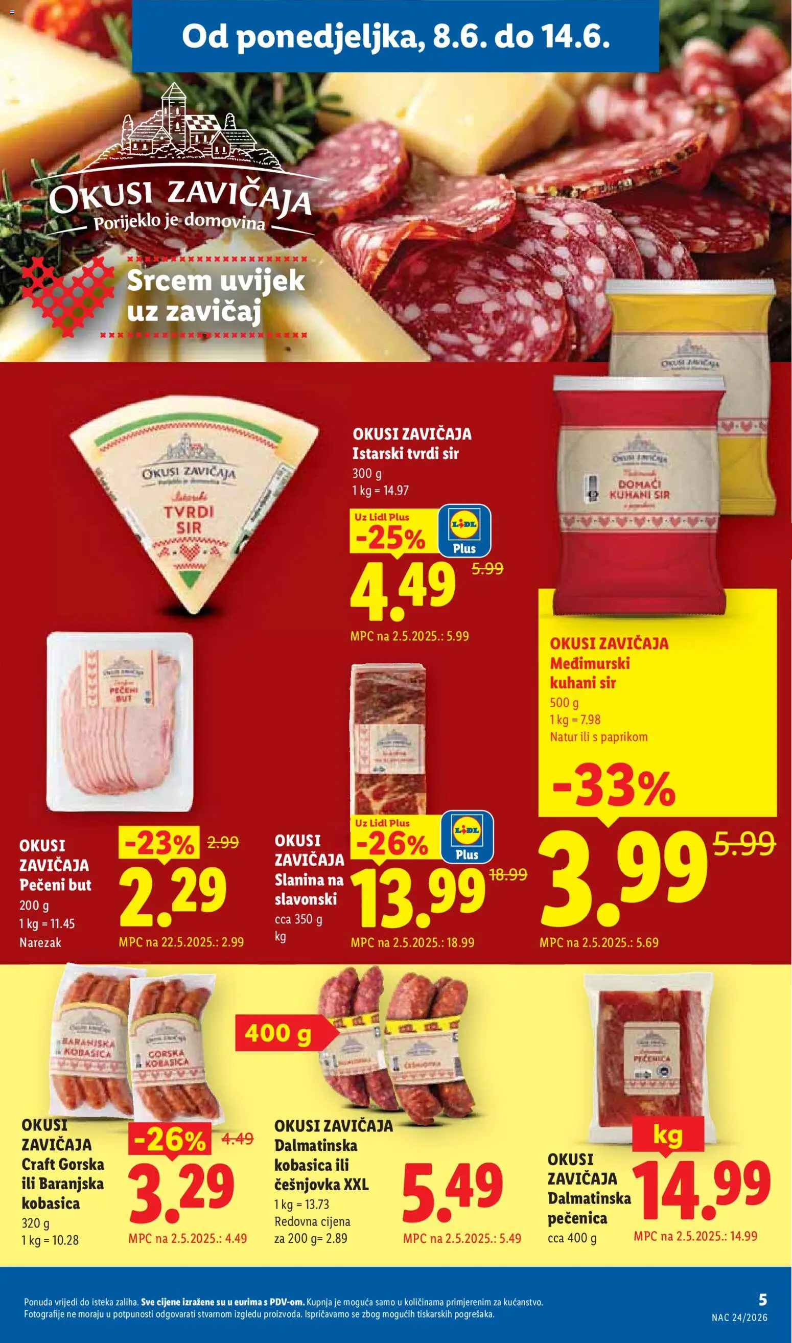 Lidl katalog | vrijedi od 08.06.2026 | Stranica: 5 | Proizvodi: Sir, Narezak, Kobasica, Tvrdi sir