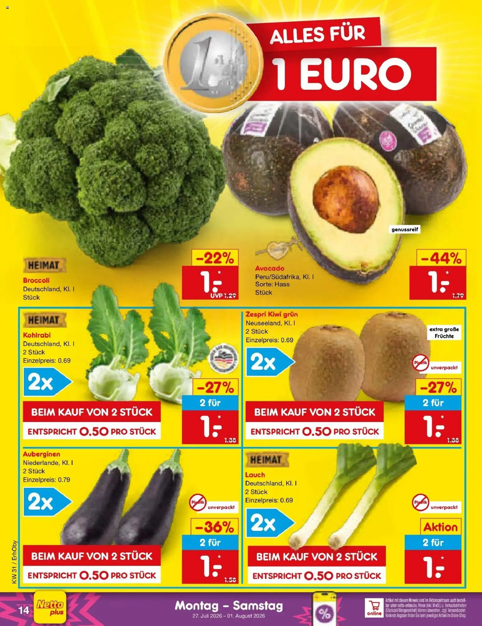 Netto Marken-Discount Prospekt Velden – gültig ab 27.07.2026 | Seite: 24 | Produkte: Kohlrabi, Avocado, Kiwi