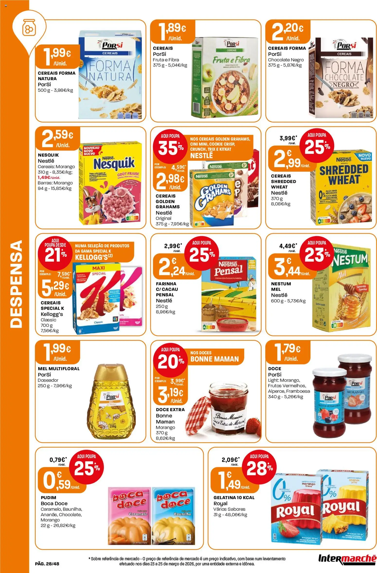 Intermarché folheto │ válido de 07.05.2026 | Página: 28 | Produtos: Nestlé, Mel, Doces, Cereais