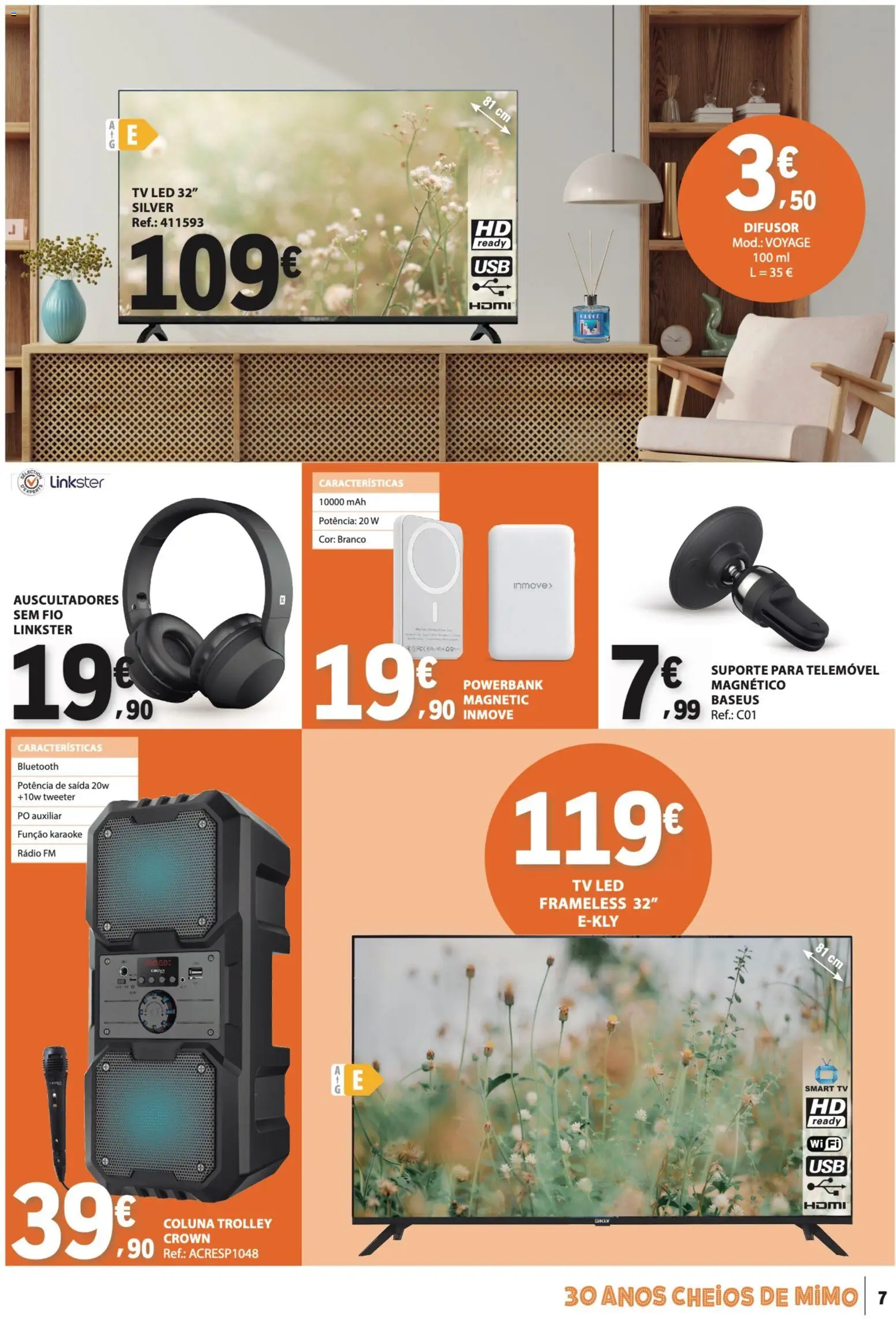 E.Leclerc folheto Não Alimentar │ válido de 07.05.2026 | Página: 7 | Produtos: Rádio, Tv led, Telemóvel, Pó