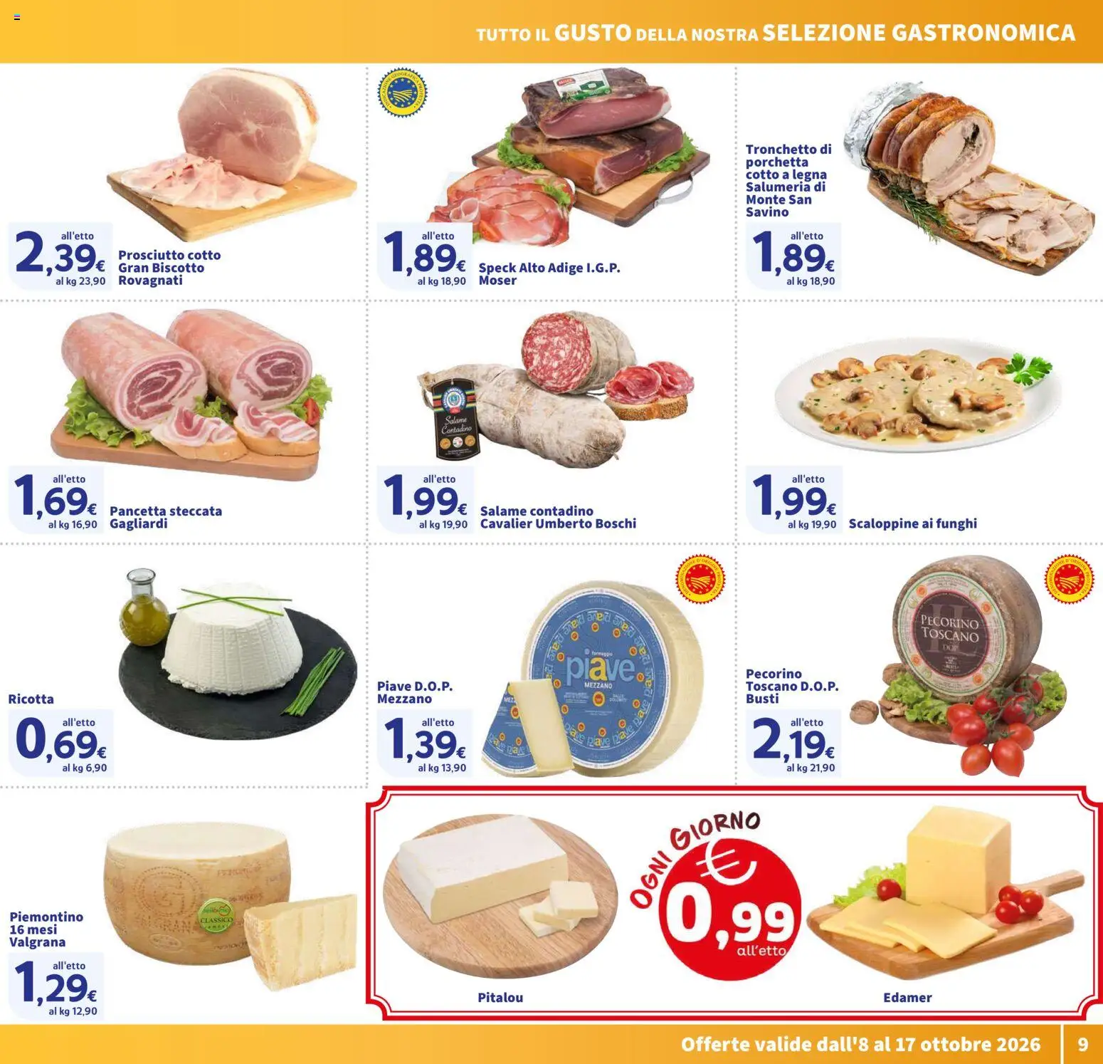 Volantino SIGMA del 08/10/2026 | Pagina: 9 | Prodotti: Salame, Pancetta, Prosciutto, Pecorino