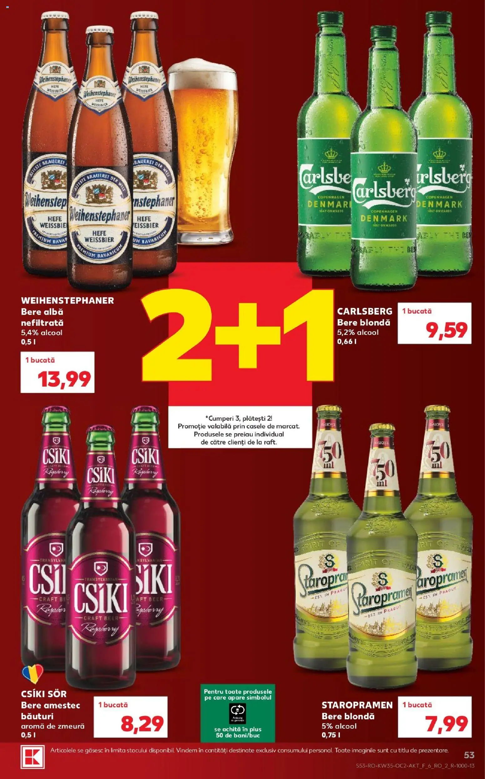 Noul catalog Kaufland – valabil de la 26.08.2026 | Pagină: 53 | Produse: Zmeură, Staropramen, Bere, Plus