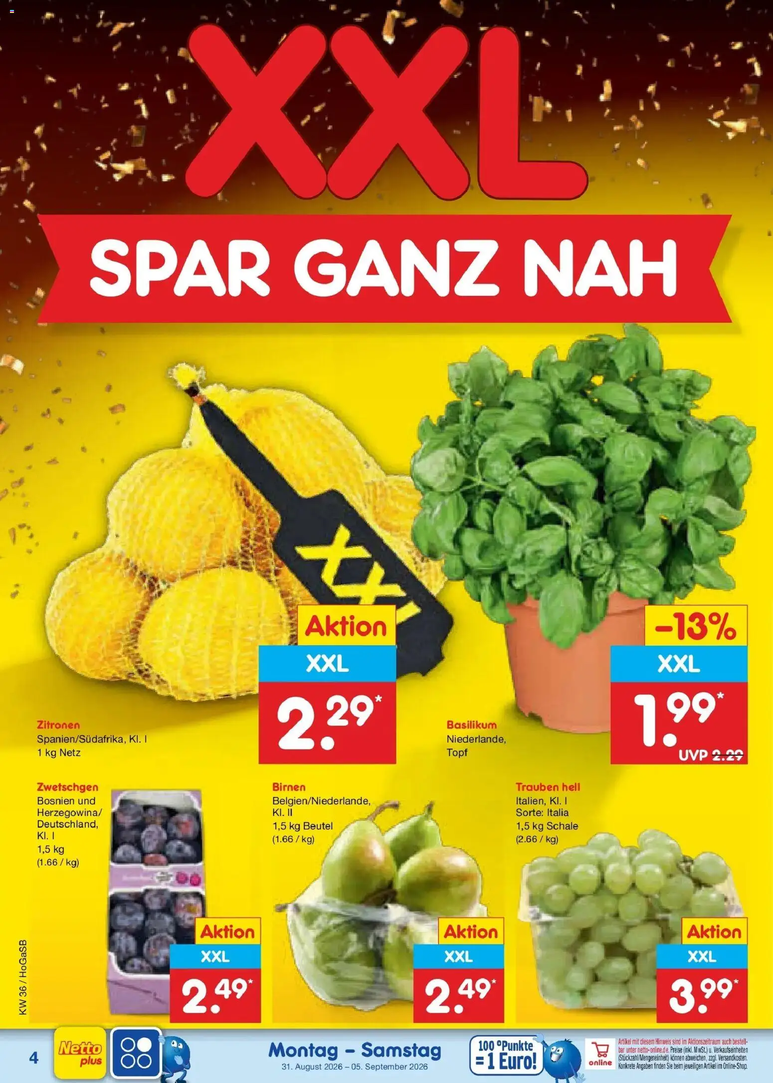 Netto Marken-Discount Prospekt Hannover (ab 31.08.2026) » Angebote | Seite: 6 | Produkte: Trauben, Zwetschgen, Zitronen
