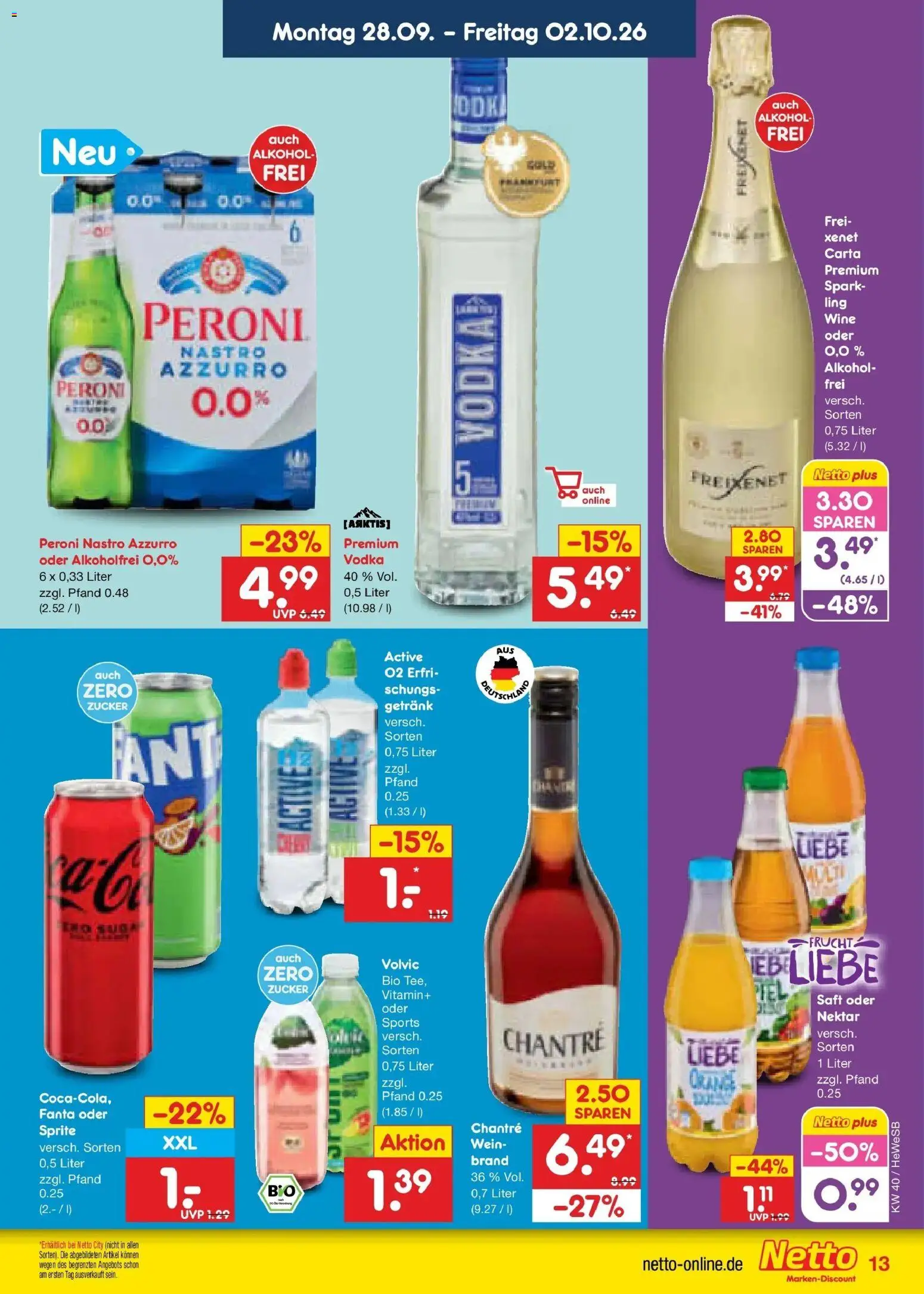 Netto Marken-Discount Prospekt Hamburg – gültig ab 28.09.2026 | Seite: 19 | Produkte: Chantré, Alkohol, Zucker, Volvic