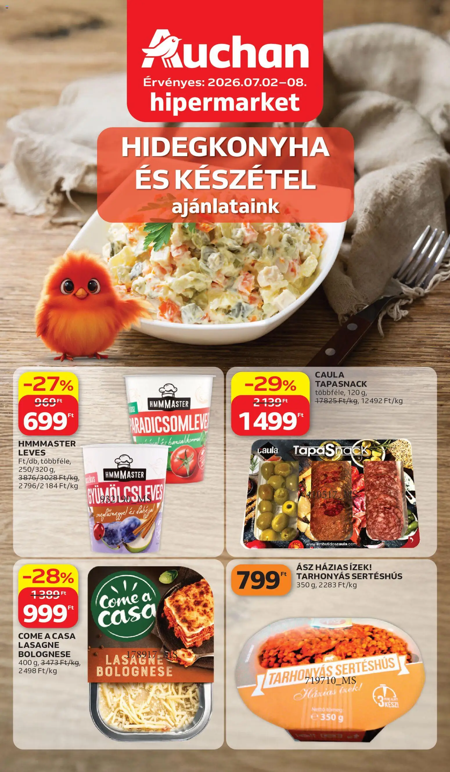 Auchan akciós ujság - amely érvényes a következő dátumtól: 2026.07.02. | Oldal: 1 | Termékek: Sertéshús, Lasagne, Készétel