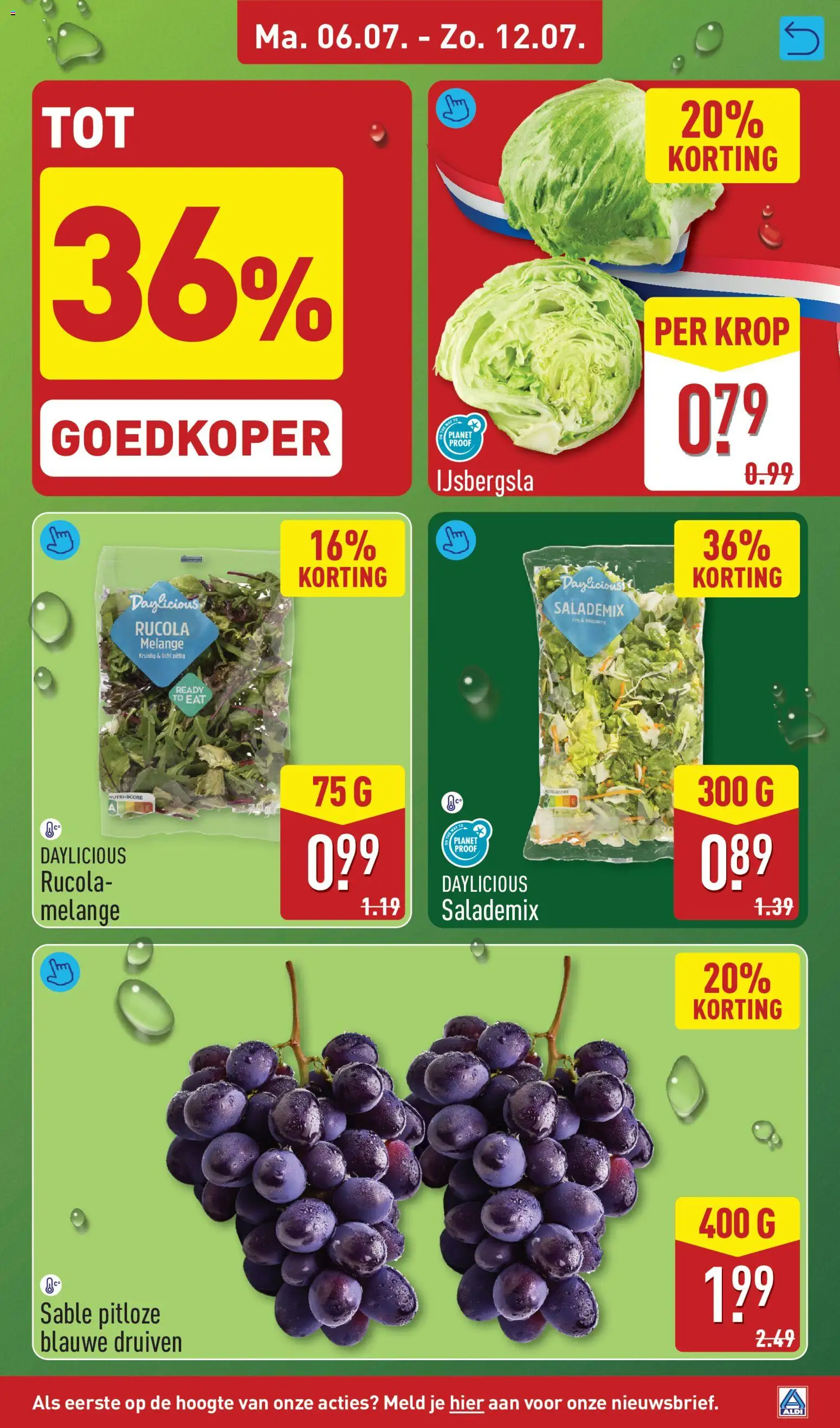 {H1} | Pagina: 7 | Producten: Rucola, IJsbergsla, Druiven