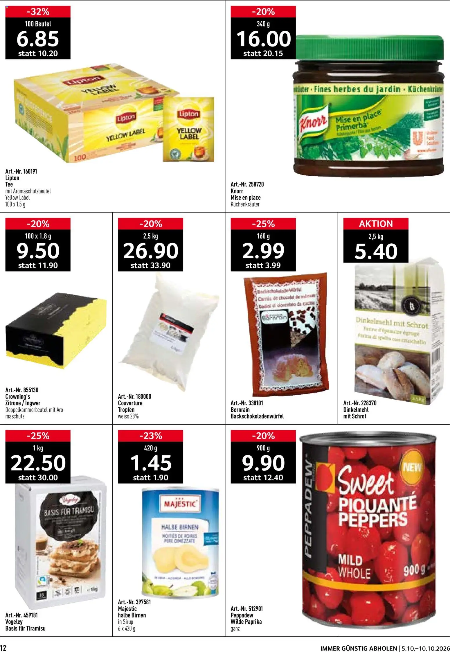 Prodega aktionen Fondue/Raclette – gültig ab 05.10.2026 | Seite: 12 | Produkte: Sirup, Paprika, Zitrone, Birnen