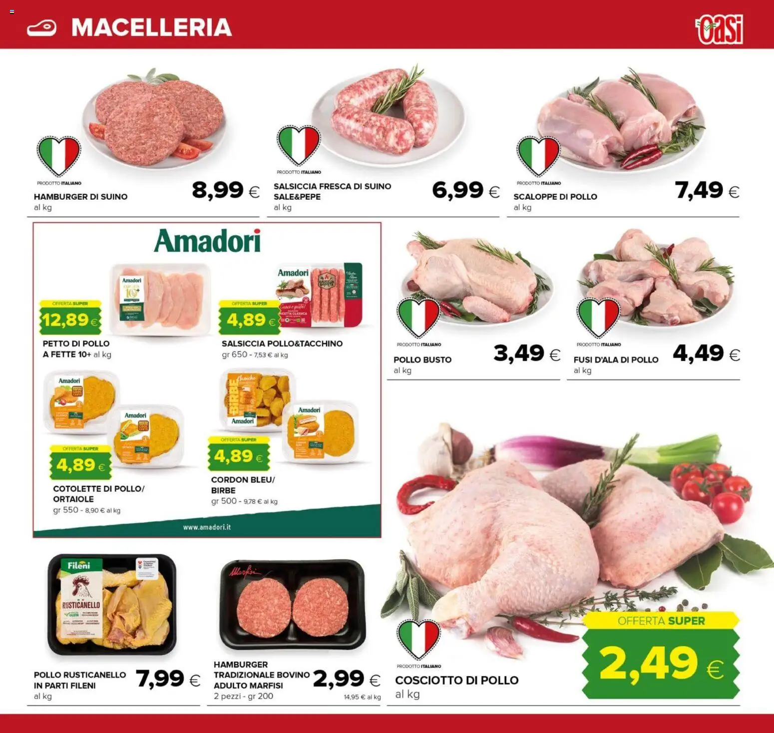 Volantino Oasi del 07.05.2026 | Pagina: 11 | Prodotti: Petto di Pollo, Pollo, Salsiccia, Hamburger
