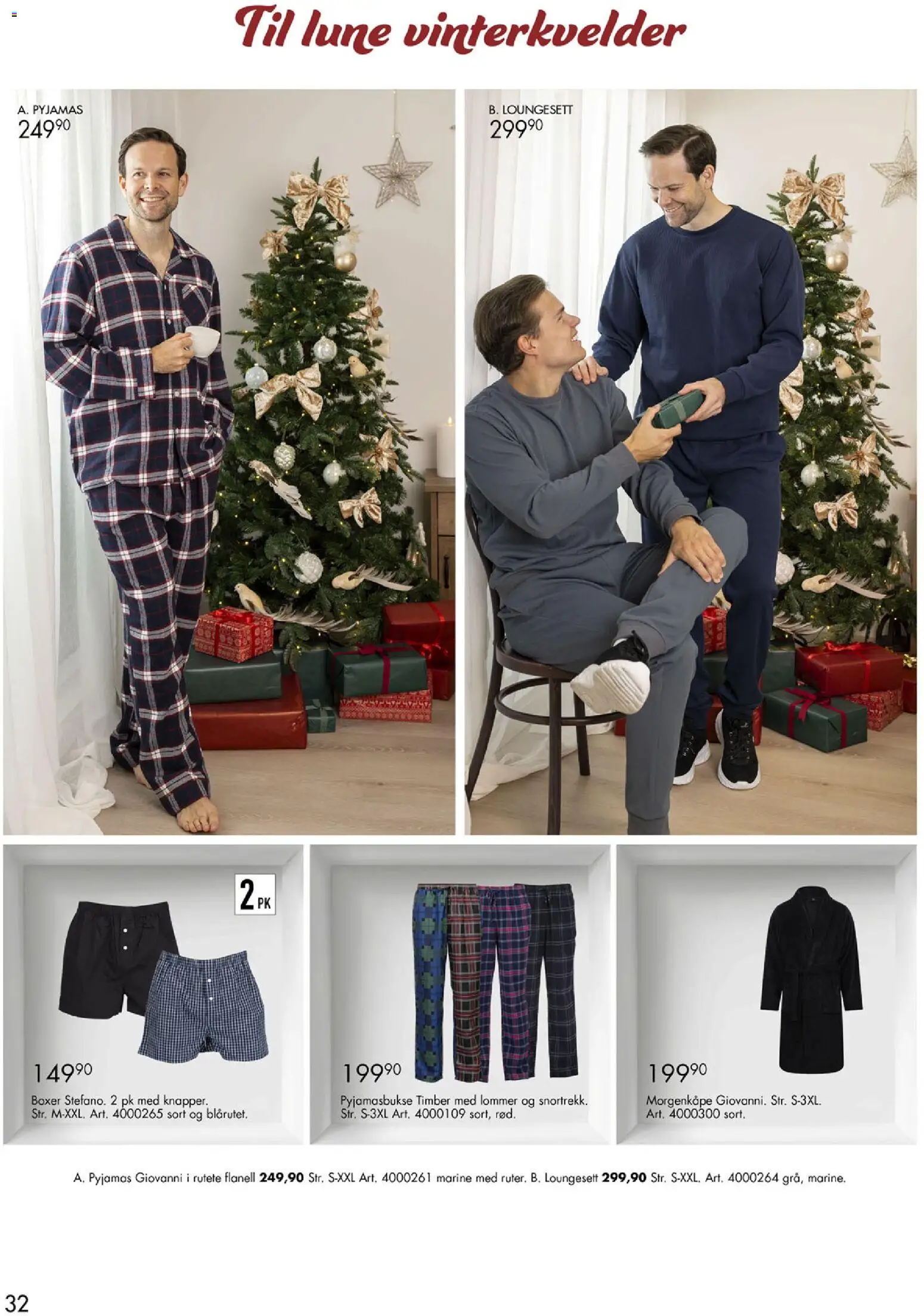 {H1} | Side: 32 | Produkter: Boxer, 1, Morgenkåpe, Pyjamas