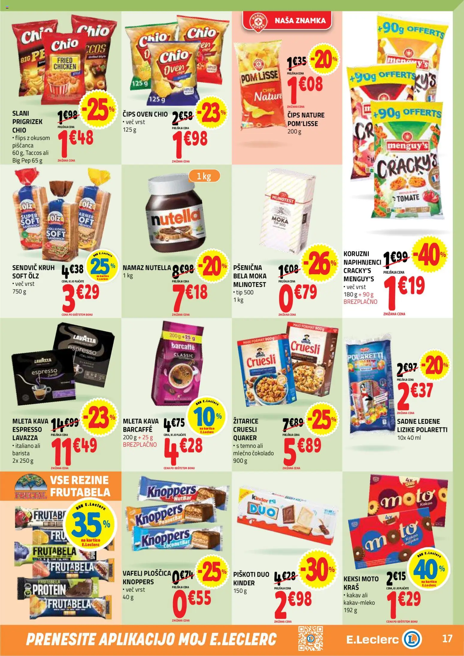 Novi E.leclerc katalog ponudbe – veljaven od 01.07.2026 | Stran: 17 | Izdelki: Moka, Kakav, Kava, Cips