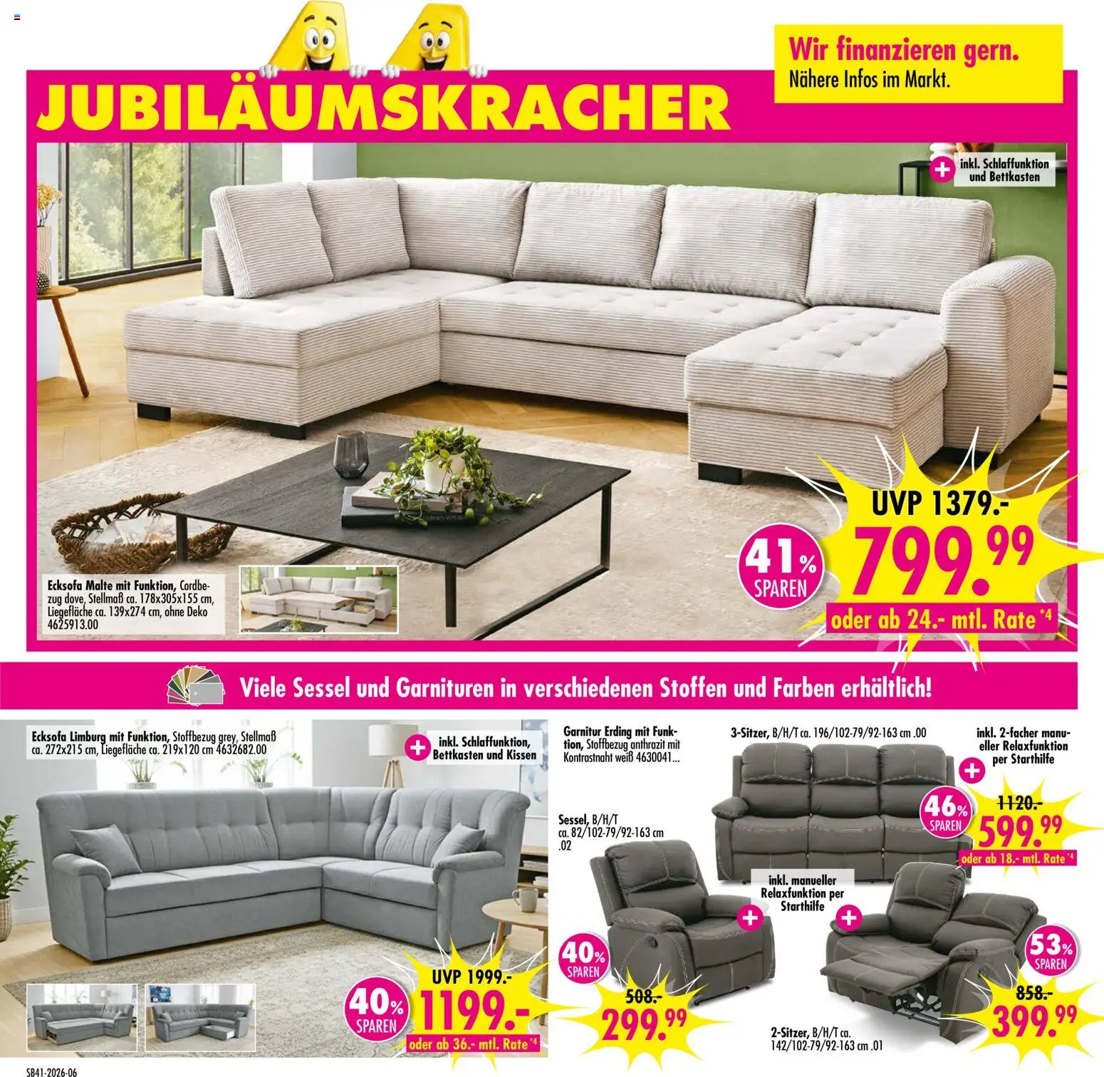 SB Möbel Boss Prospekt Gera – gültig ab 06.10.2026 | Seite: 6 | Produkte: Ecksofa, Kissen, Sessel