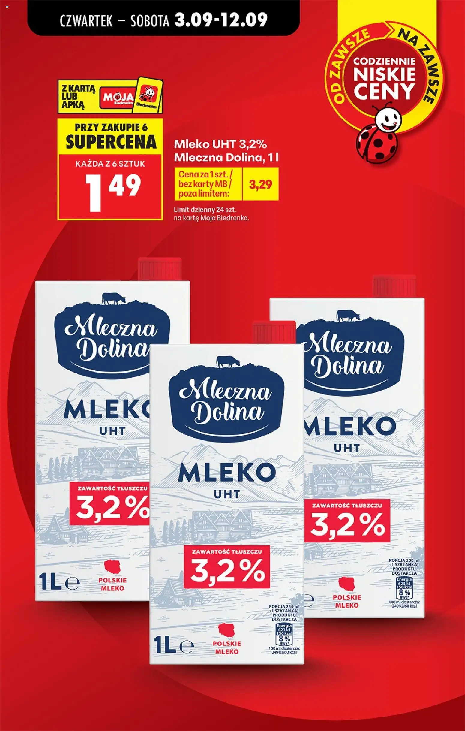 Biedronka Polsko leták - Codziennie niskie ceny od 03.09.2026 | Strana: 3 | Produkty: Mléko, Karty