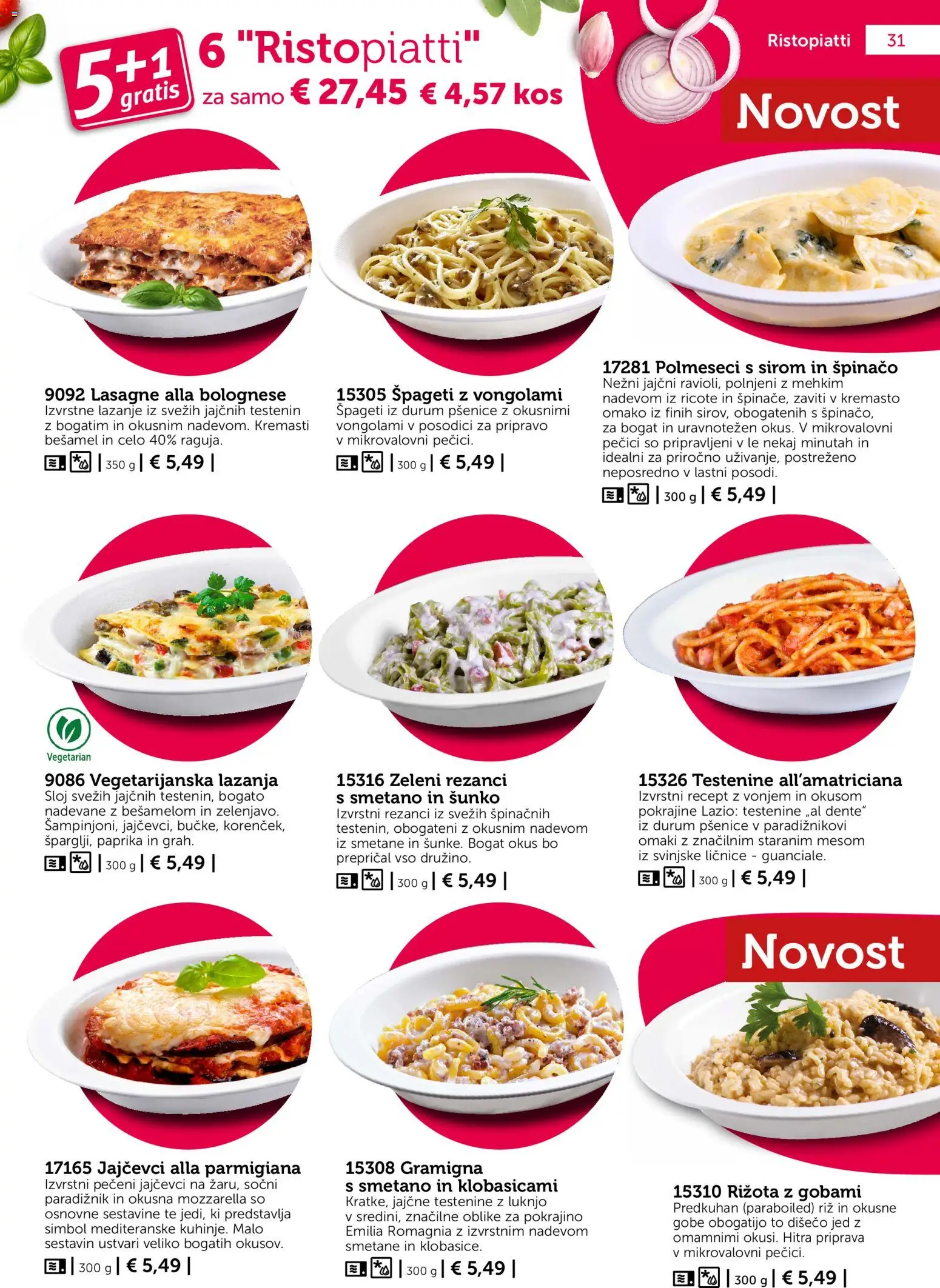 Novi Bofrost katalog ponudbe – veljaven od 01.10.2026 | Stran: 31 | Izdelki: Mozzarella, Kos, Riz, Spageti