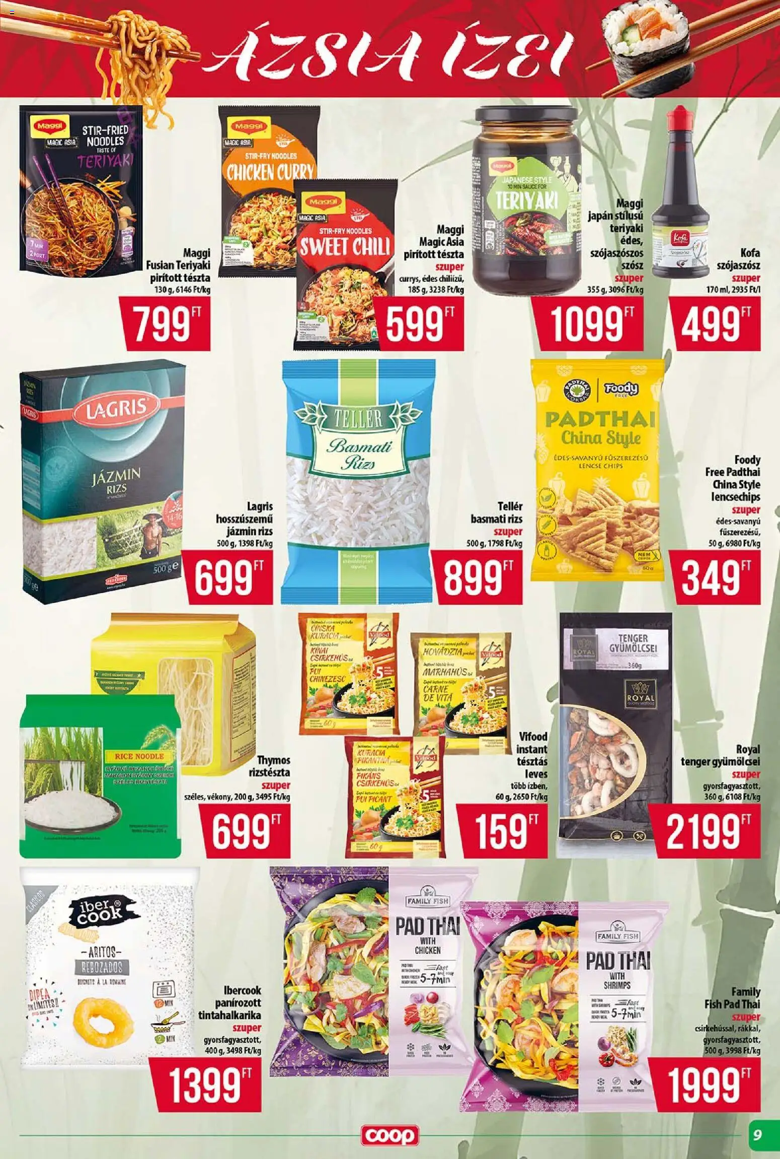 COOP akciós ujság - amely érvényes a következő dátumtól: 2026.08.13. | Oldal: 9 | Termékek: Tintahalkarika, Maggi, Tészta, Lencsechips