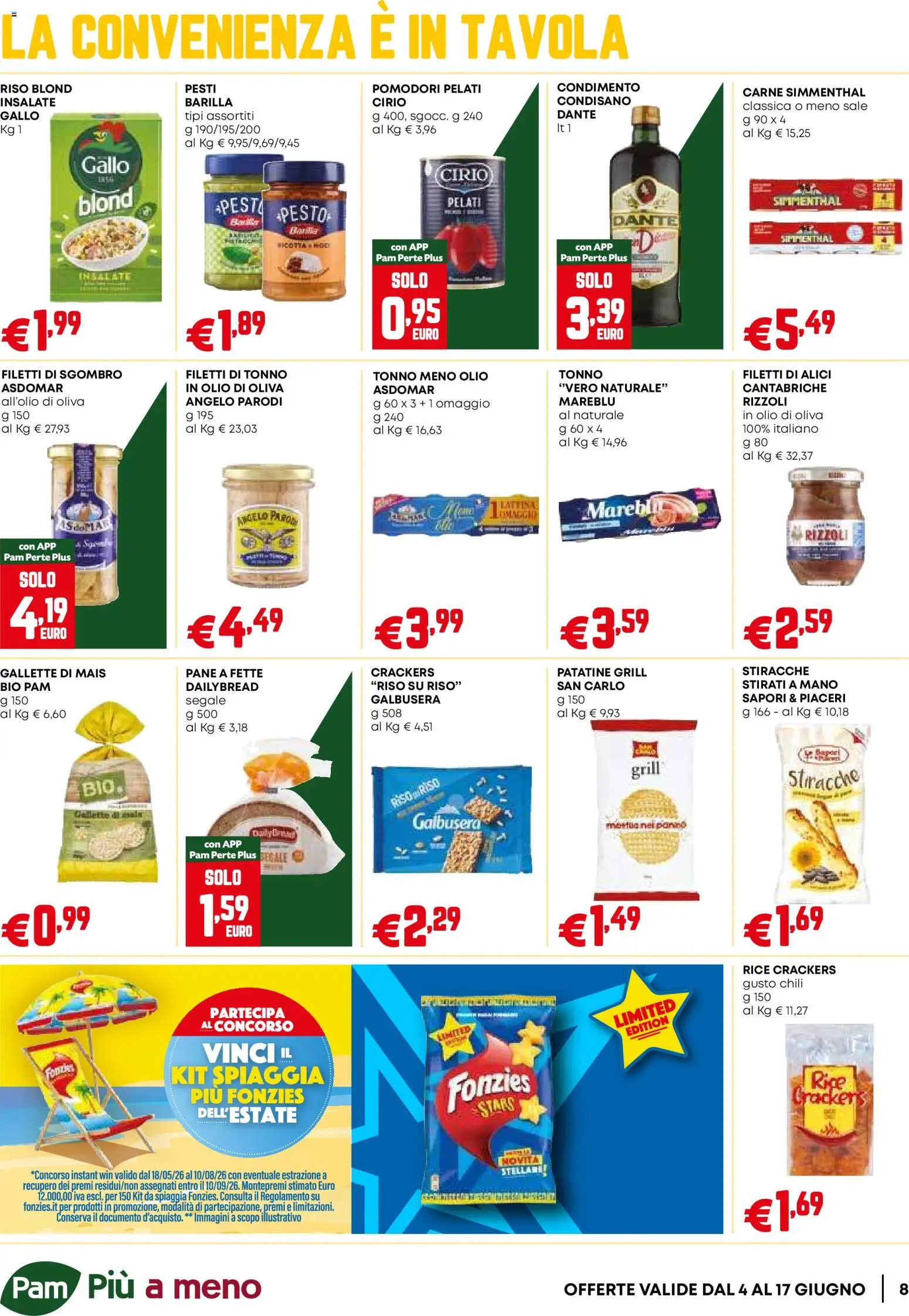 Volantino PAM del 04.06.2026 | Pagina: 8 | Prodotti: Pane, Riso, Patatine, Olio