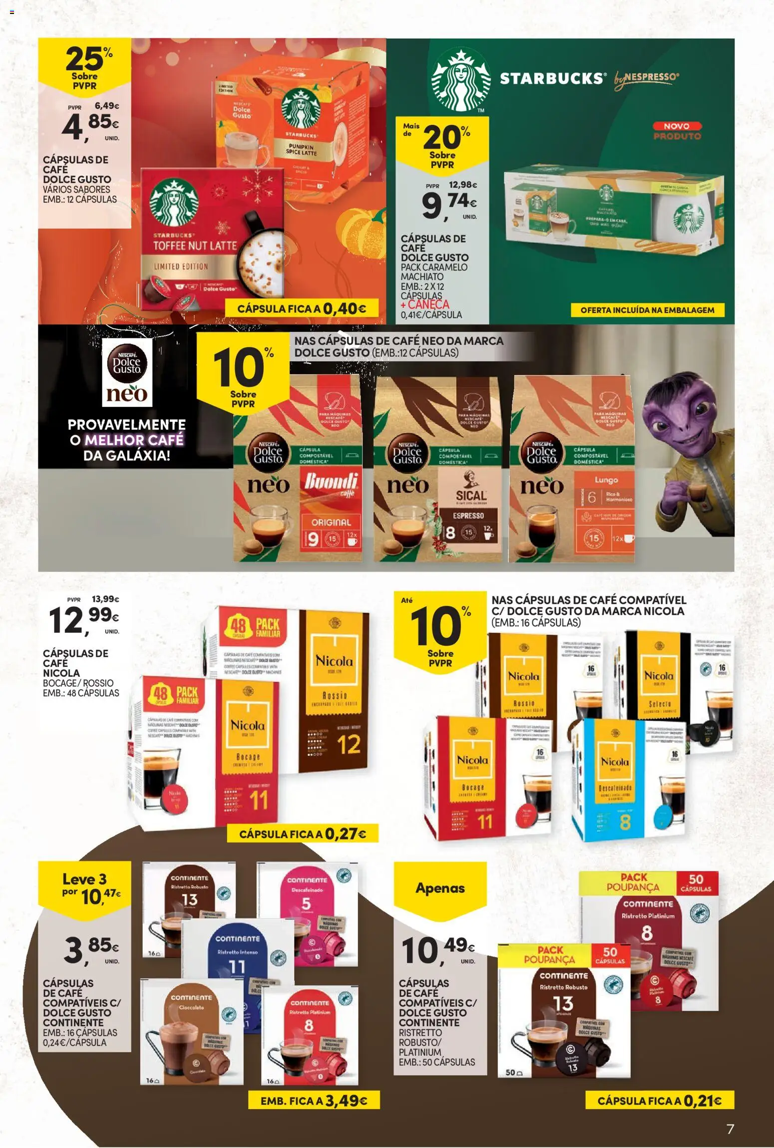 Continente Bebidas Quentes │ válido de 13/10/2026 | Página: 7 | Produtos: Caneca, Cápsulas, Café, Dolce gusto