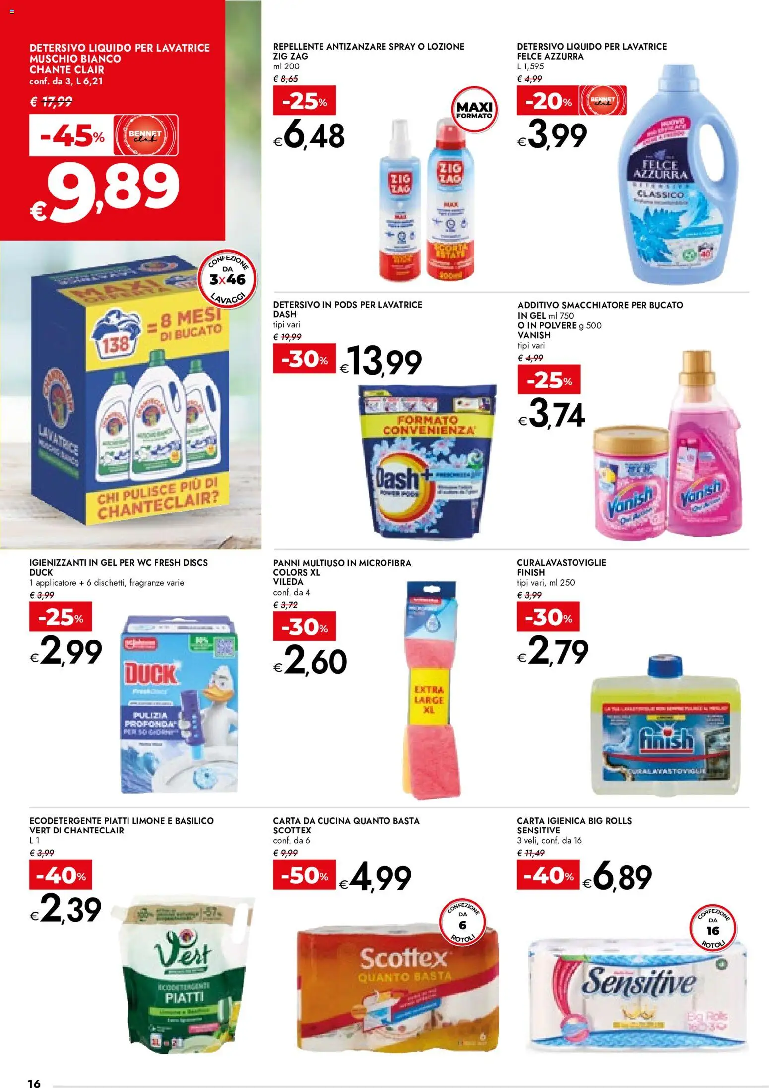 Volantino bennet del 09/07/2026 | Pagina: 16 | Prodotti: Antizanzare, Limone, Lavatrice, WC