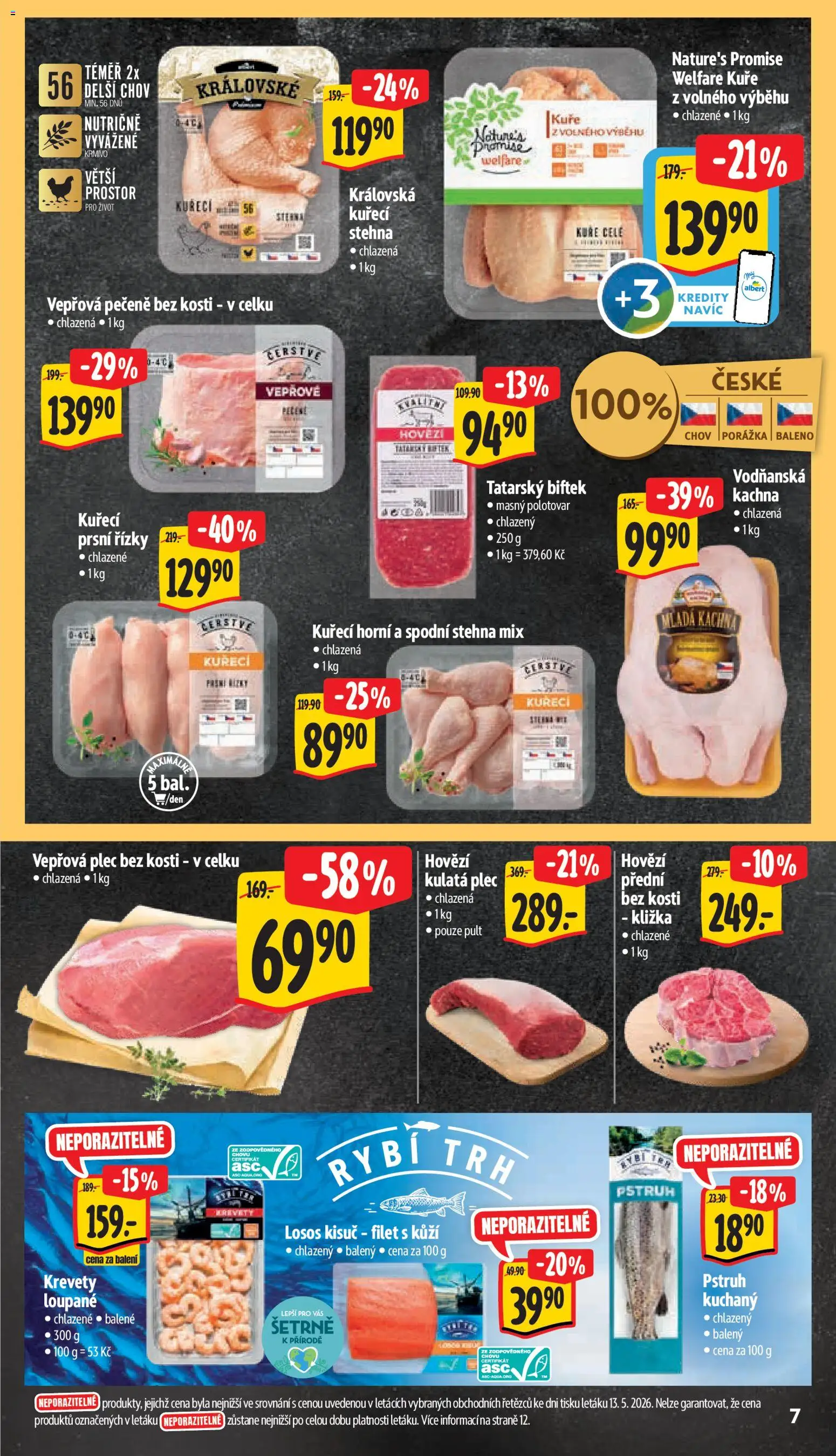 Albert leták - Hypermarket od 20.05.2026 | Strana: 13 | Produkty: Vepřová pečeně, Plec bez kosti, Kachna, Filet