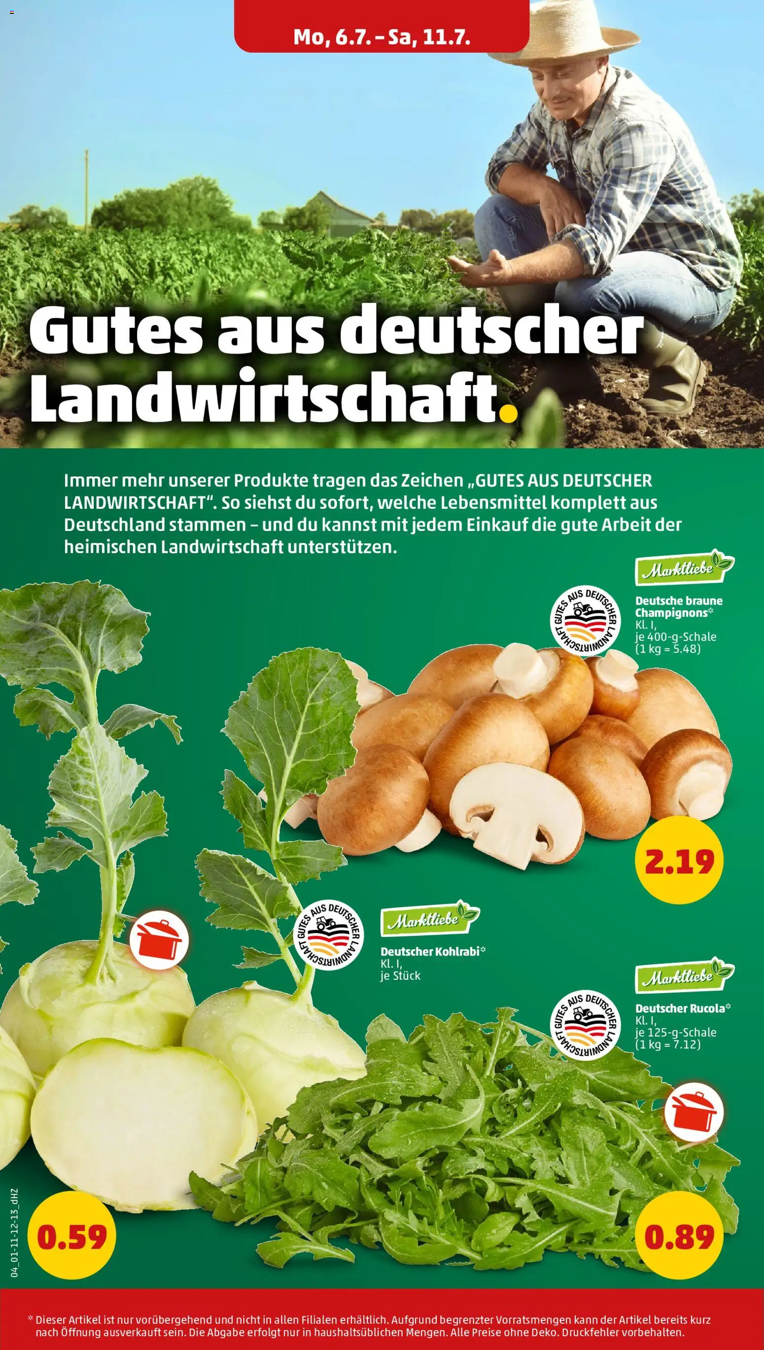 Penny Prospekt – gültig ab 06.07.2026 | Seite: 8 | Produkte: Rucola, Kohlrabi, Champignons