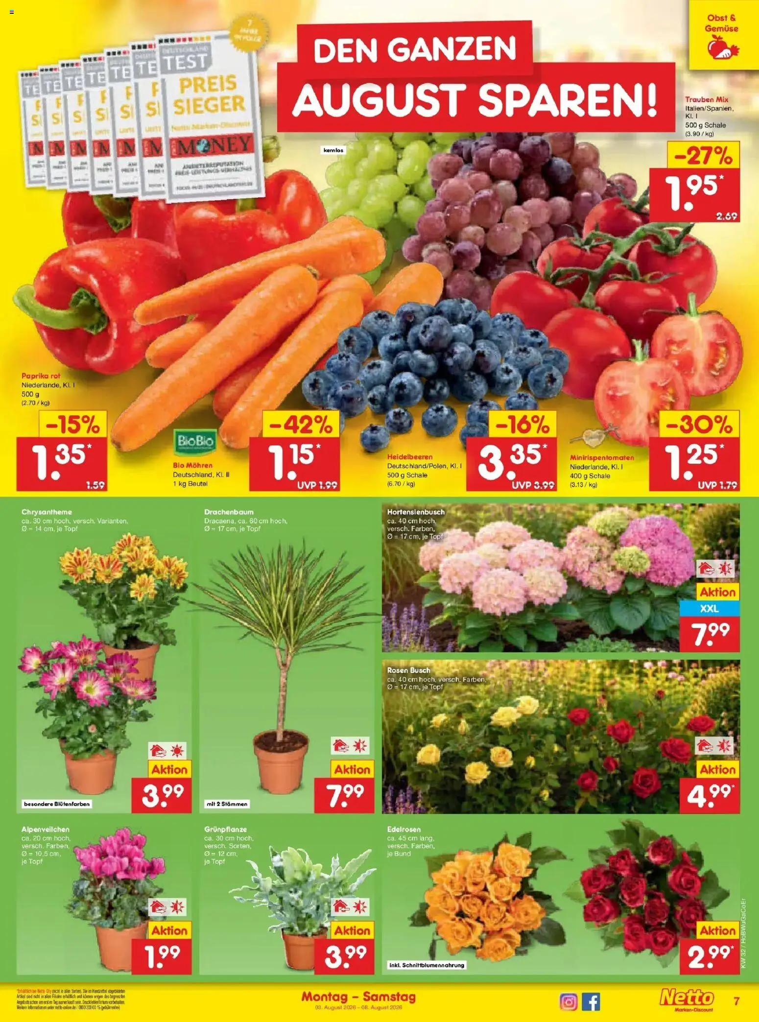 Netto Marken-Discount Prospekt Weimar – gültig ab 03.08.2026 | Seite: 11 | Produkte: Paprika rot, Mohren, Paprika, Obst