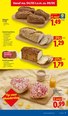 Walnoten-broodje, 4 x 85 g - Voorbeeld van een folder van Lidl, geldig van 04.05.2026 | Pagina: 7 | Producten: Rozijnen, Broodje, Bol, Brood