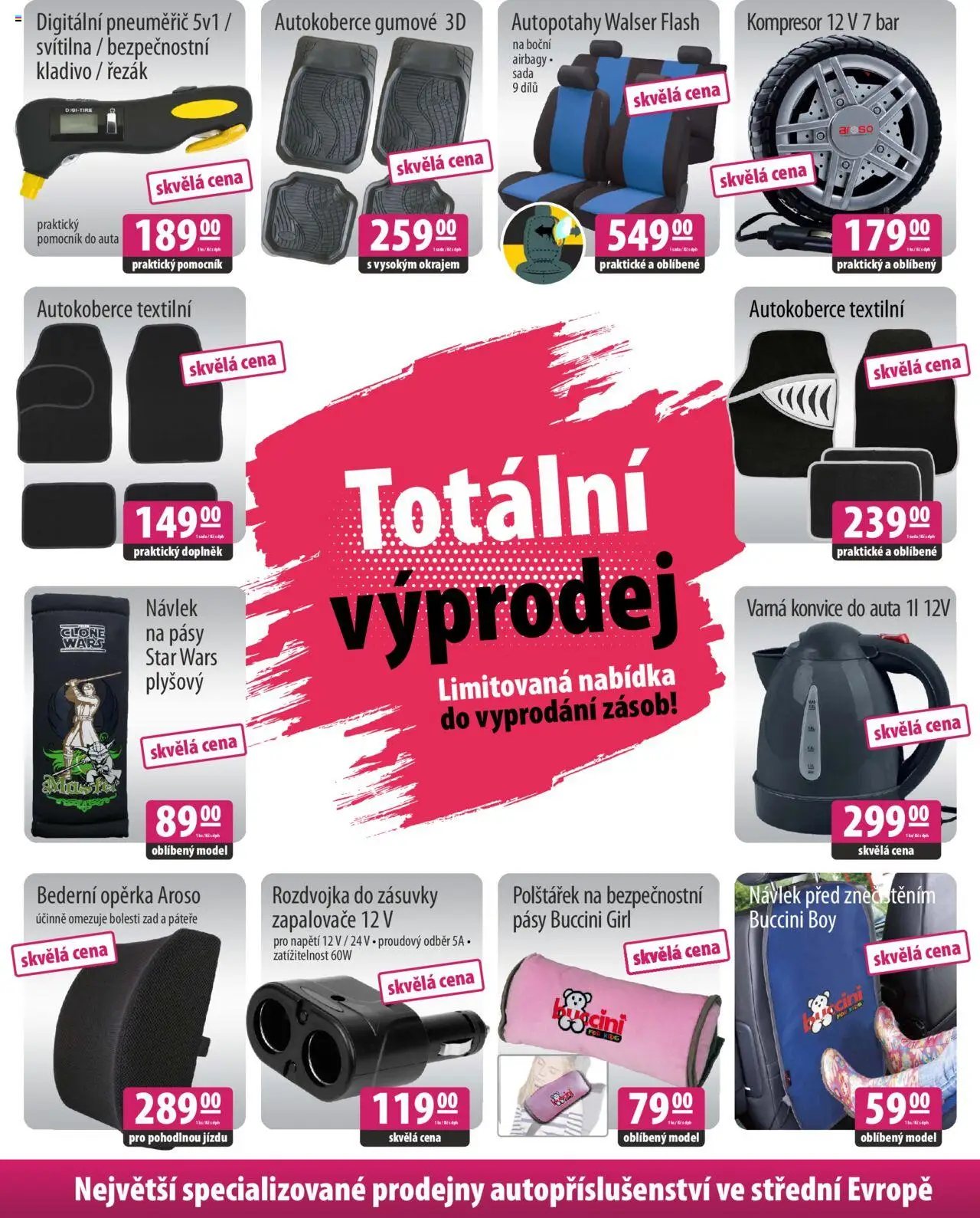 Konec léta s kvalitním autopříslušenstvím od 26.08.2025 | Strana: 7 | Produkty: Kompresor, Konvice, Autopotahy, Svítilna