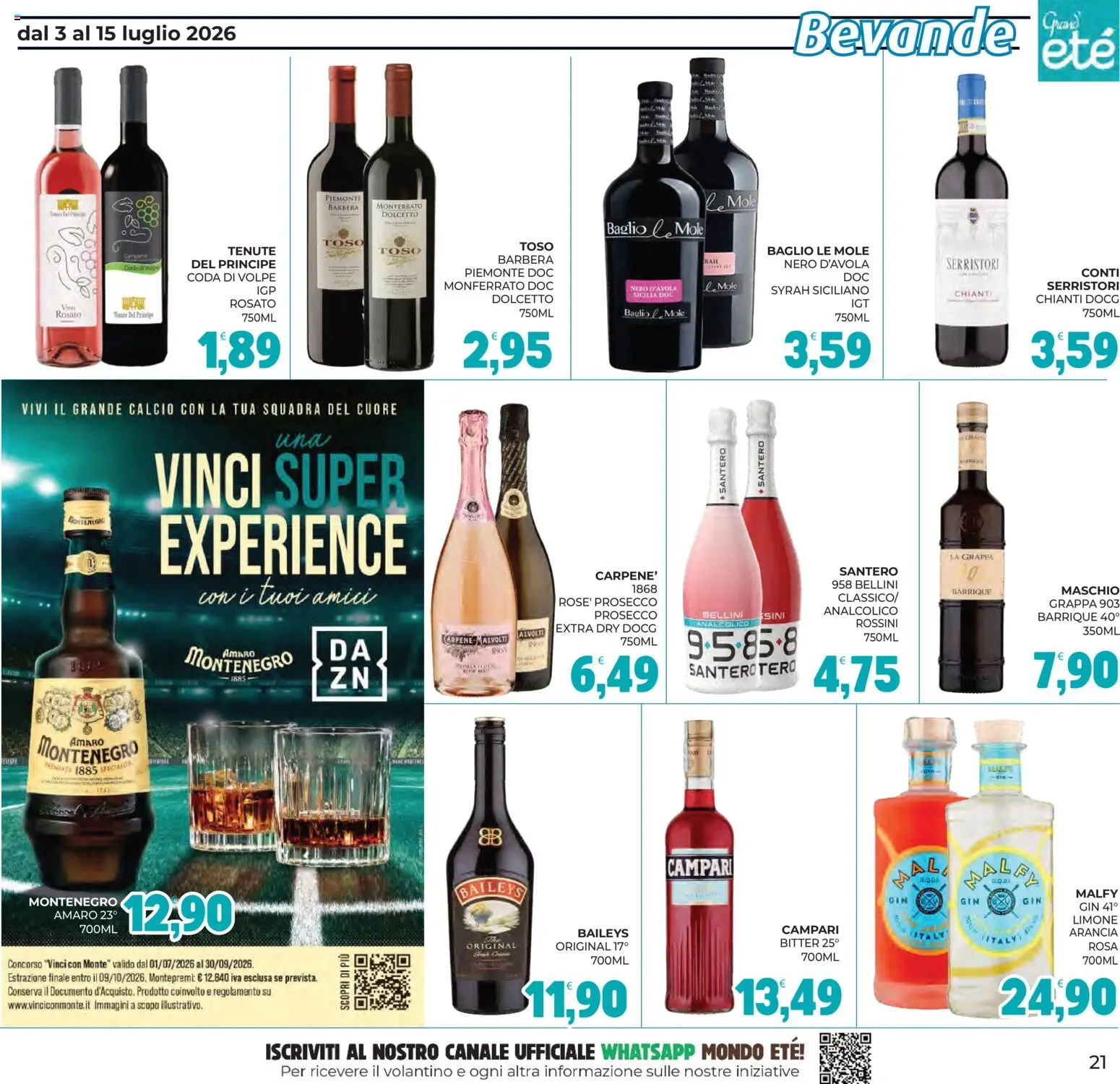 Volantino Eté del 03/07/2026 | Pagina: 21 | Prodotti: Prosecco, Limone, Vino, Arancia