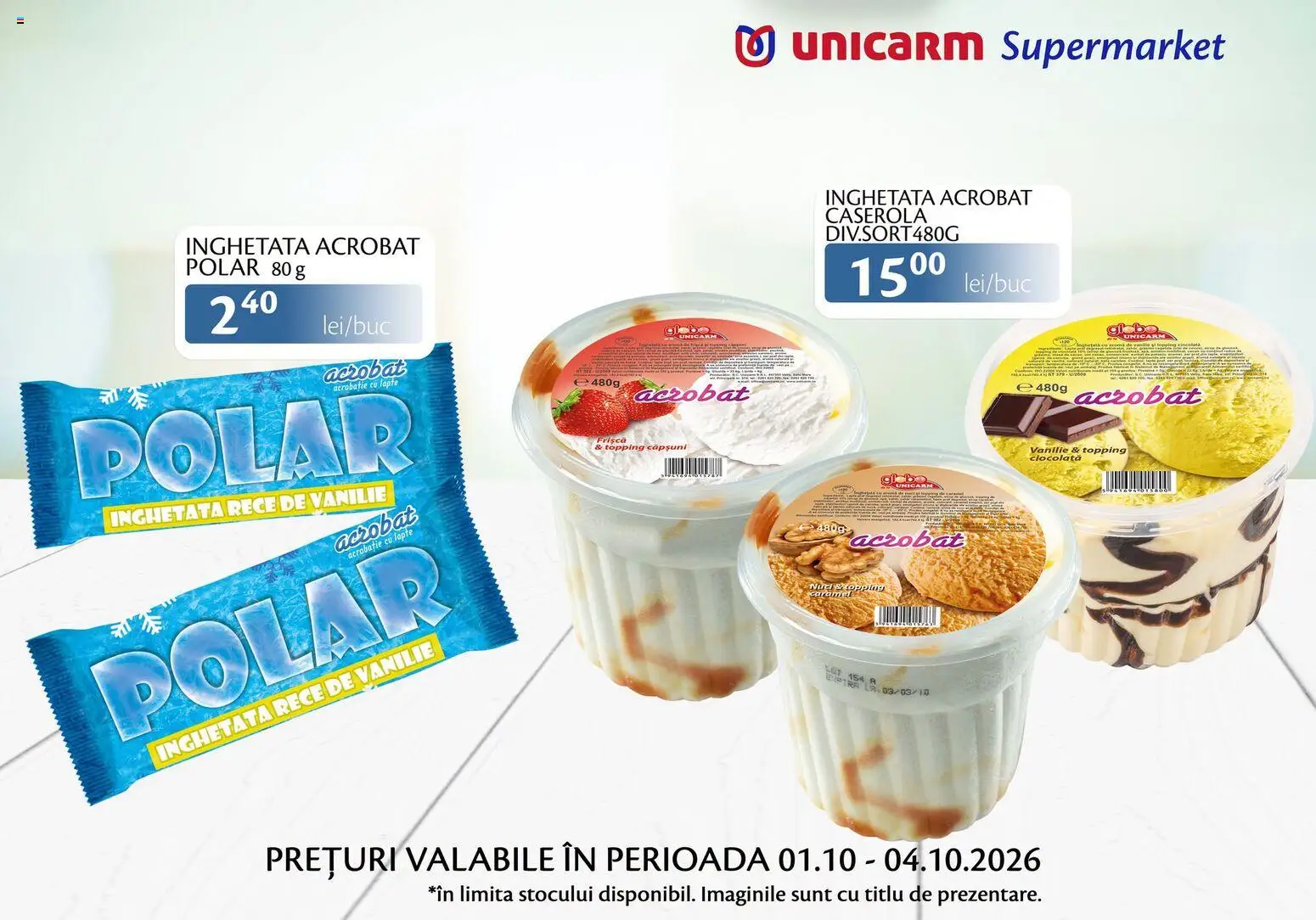 Noul catalog Unicarm – valabil de la 01.10.2026 | Pagină: 7 | Produse: Caserola, Căpșuni, Nuci, Înghețată