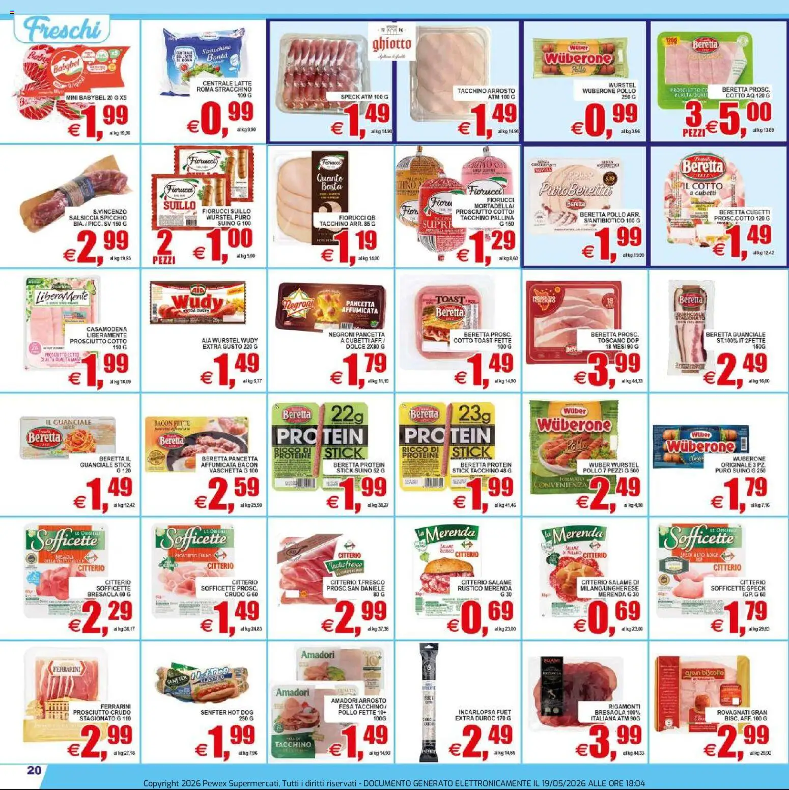Volantino Pewex del 20.05.2026 | Pagina: 20 | Prodotti: Speck, Prosciutto Crudo, Prosciutto, Salsiccia