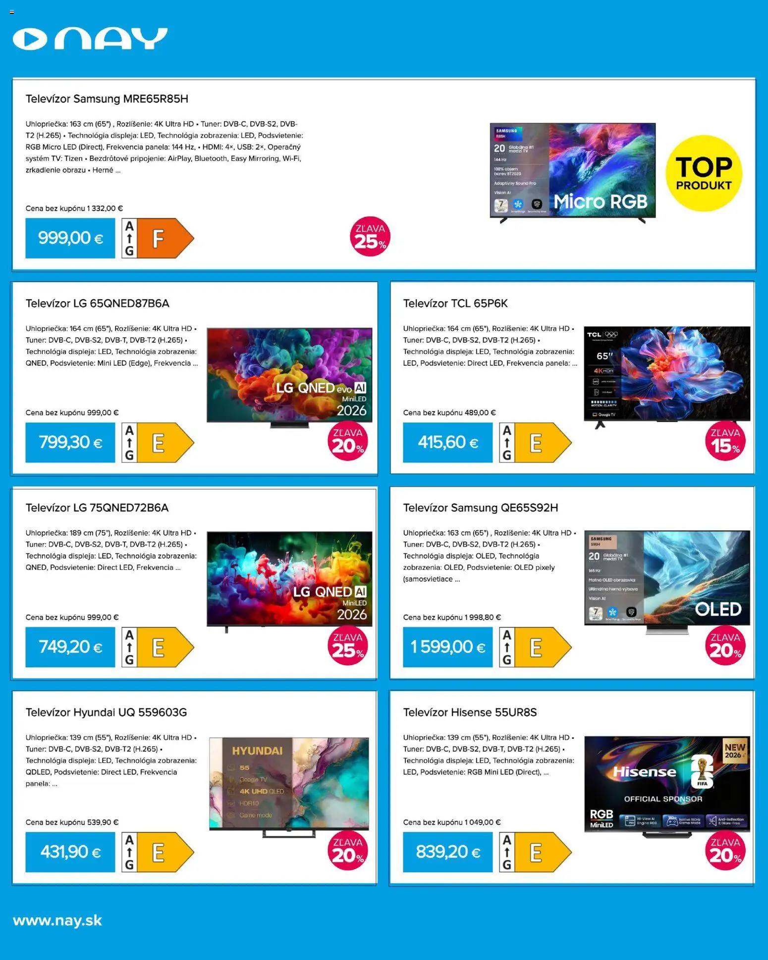 Nové NAY Elektrodom akcie – leták je platný od 19.10.2026 | Strana: 6 | Produkty: Tv, Samsung, Led