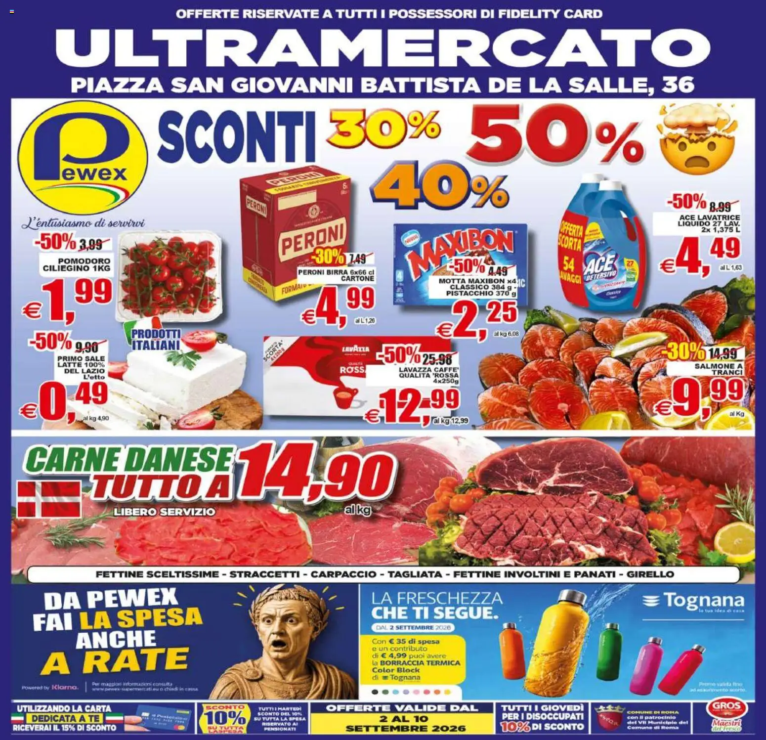 Volantino Pewex del 02/09/2026 | Pagina: 1 | Prodotti: Pistacchio, Salmone, Carne, Borraccia