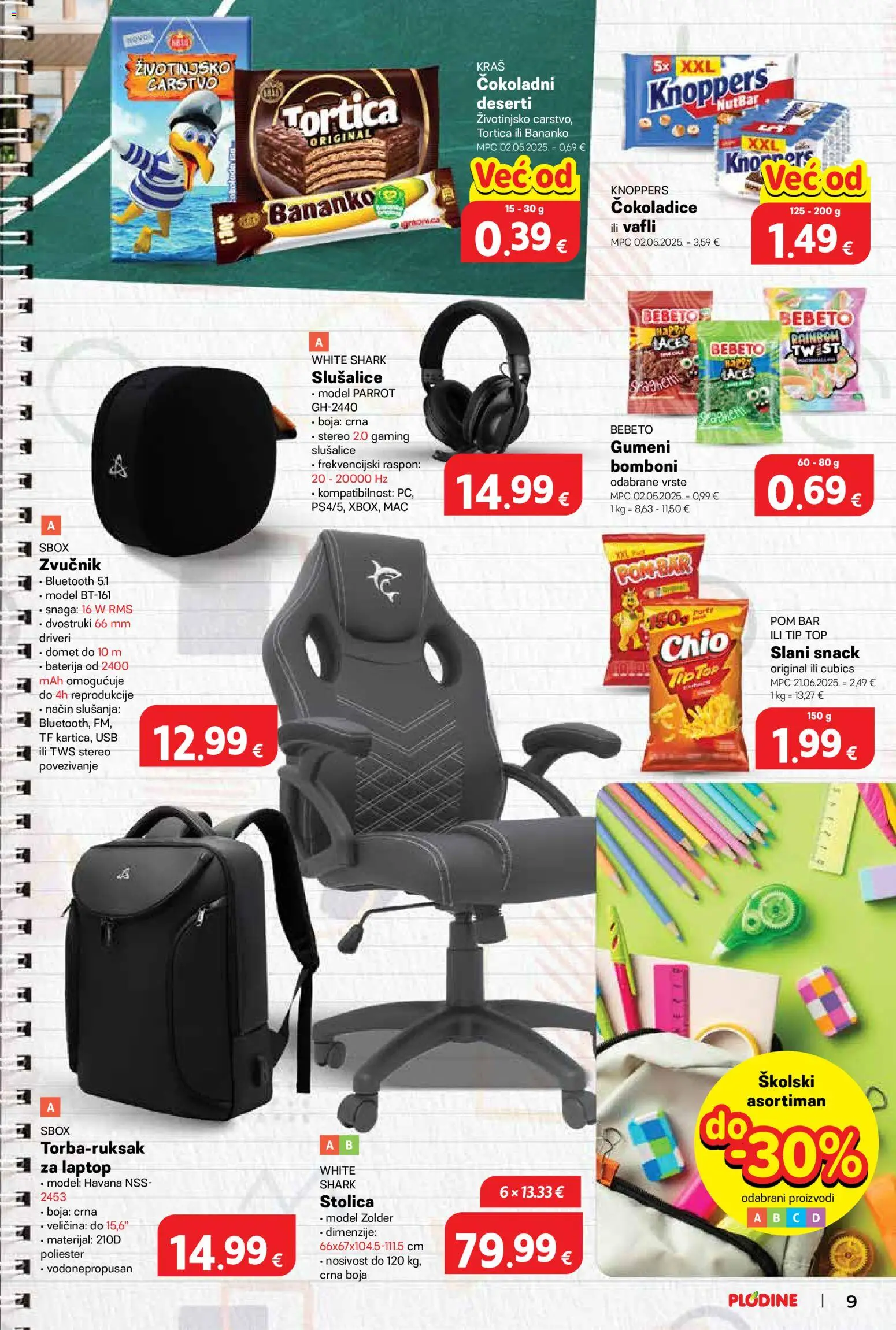 Plodine katalog | vrijedi od 02.09.2026 | Stranica: 9 | Proizvodi: Chips, Baterija, Bomboni, Havana