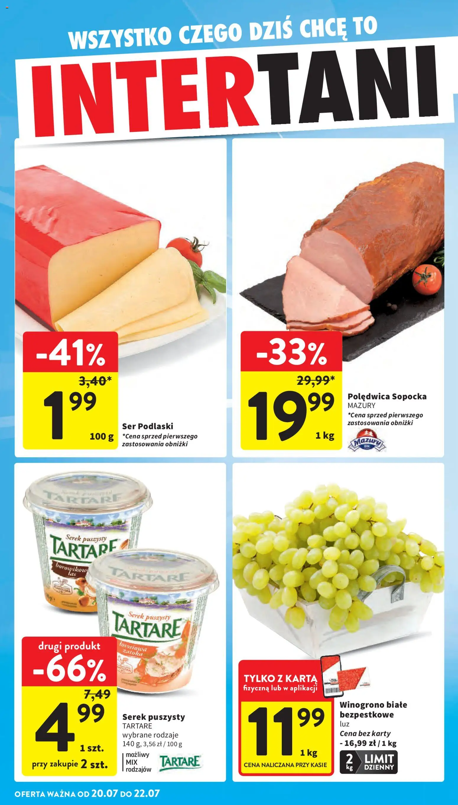 Intermarche gazetka od 16.07.2026 | Strona: 42 | Produkty: Karta, Winogrono, Serek, Ser