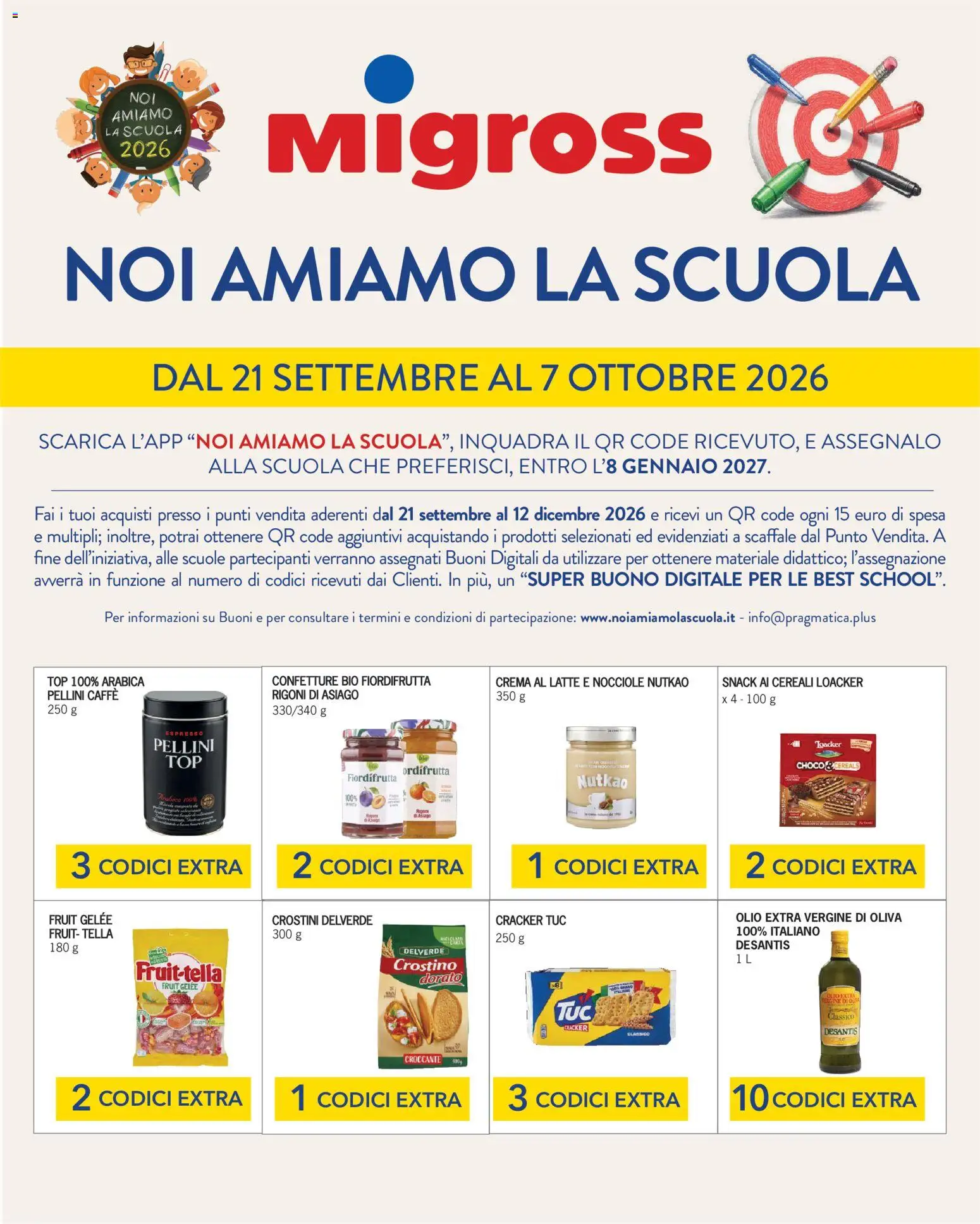 Volantino Migross del 21/09/2026 | Pagina: 1 | Prodotti: Latte, Olio extra vergine, Scaffale, Pellini