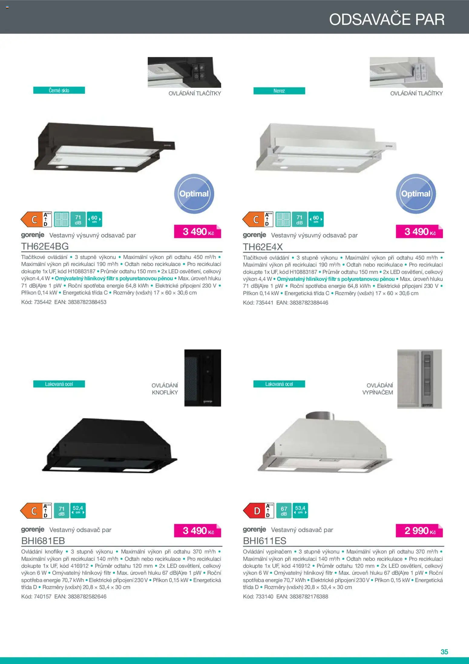 Möbelix leták - Gorenje od 01.01.2026 | Strana: 35 | Produkty: Odsavač par, LED