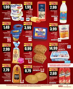 Pogląd oferty "Topaz gazetka - Ceny małe na stałe" - ważna od 25.06.2026 | Strona: 3 | Produkty: Chleb tostowy, Chleb krojony, Big Milk, Jogurt