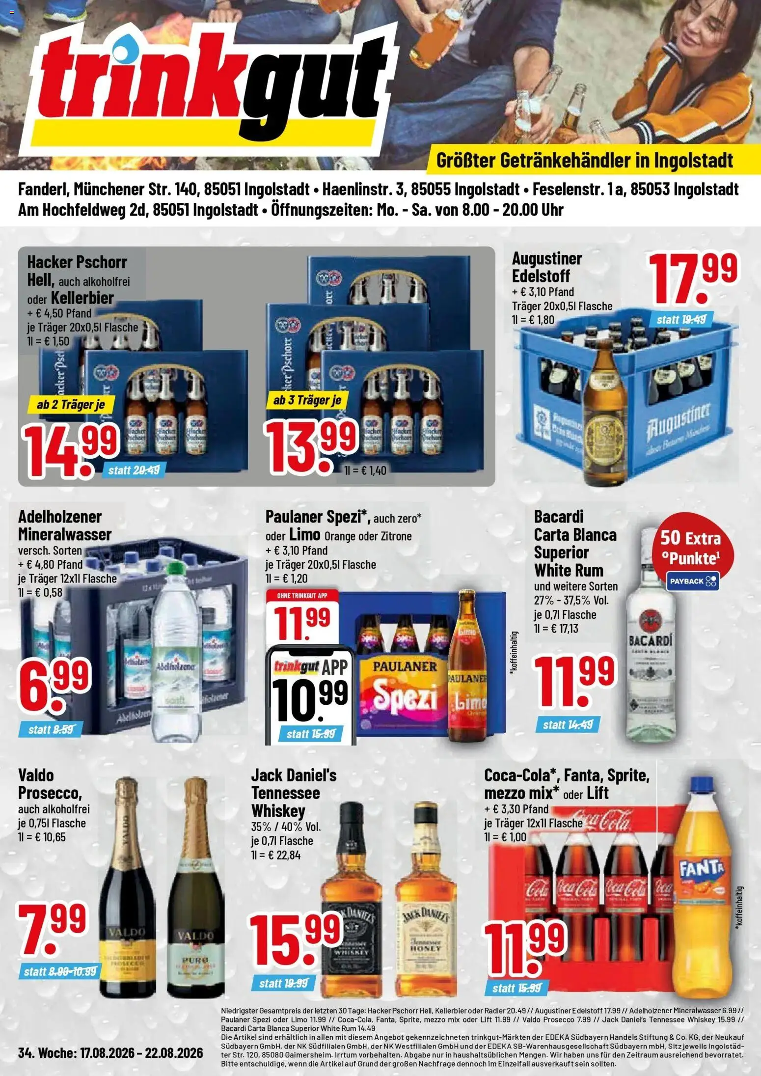Trinkgut Prospekt Ingolstadt (ab 17.08.2026) » Angebote online | Seite: 1 | Produkte: Cola, Rum, Zitrone, Uhr
