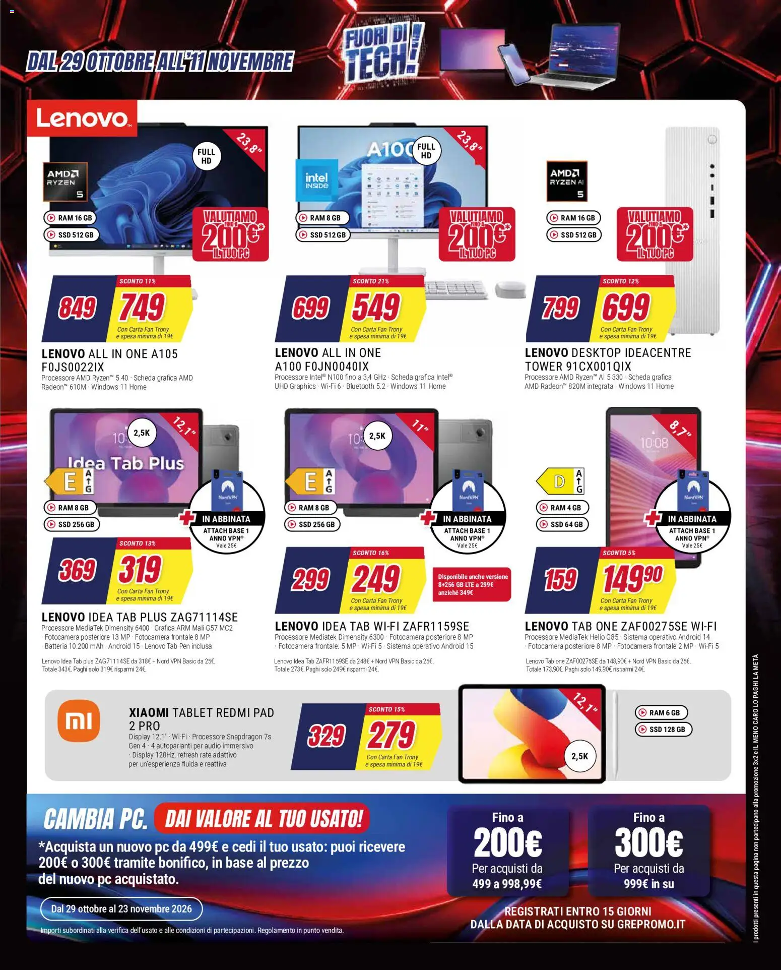 Volantino Trony del 29/10/2026 | Pagina: 37 | Prodotti: Tablet, PC, Audio, Fan