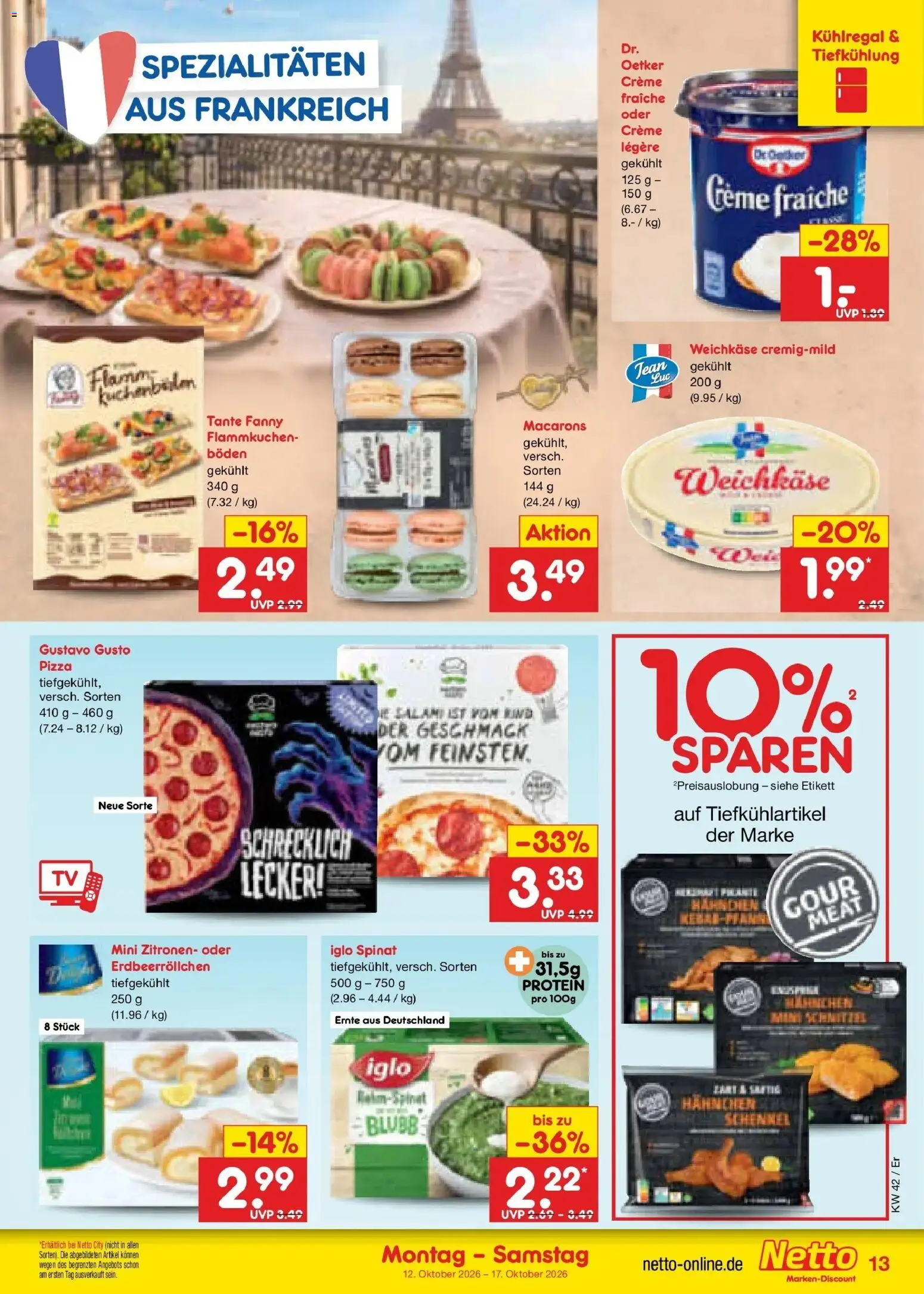 Netto Marken-Discount Prospekt Weimar (ab 12.10.2026) » Angebote | Seite: 15 | Produkte: Hahnchen, Iglo, Creme, Salami