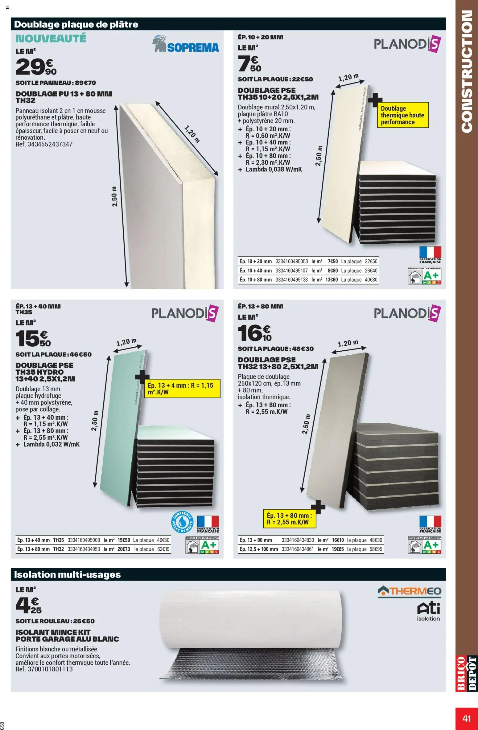 {H1} | Page: 41 | Produits: Plâtre, Rouleau, Porte, Portes