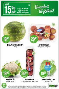 Forhåndsvisning av Kiwi kundeavis gyldig fra 15.06.2026 | Side: 19 | Produkter: 7up, Fersken, Vannmelon, Isbergsalat