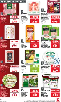 Kaufland Prospekt ab 30.07.2026 gültig | Seite: 38 | Produkte: Iglo, Bratwurst, Eiscreme, Schinken