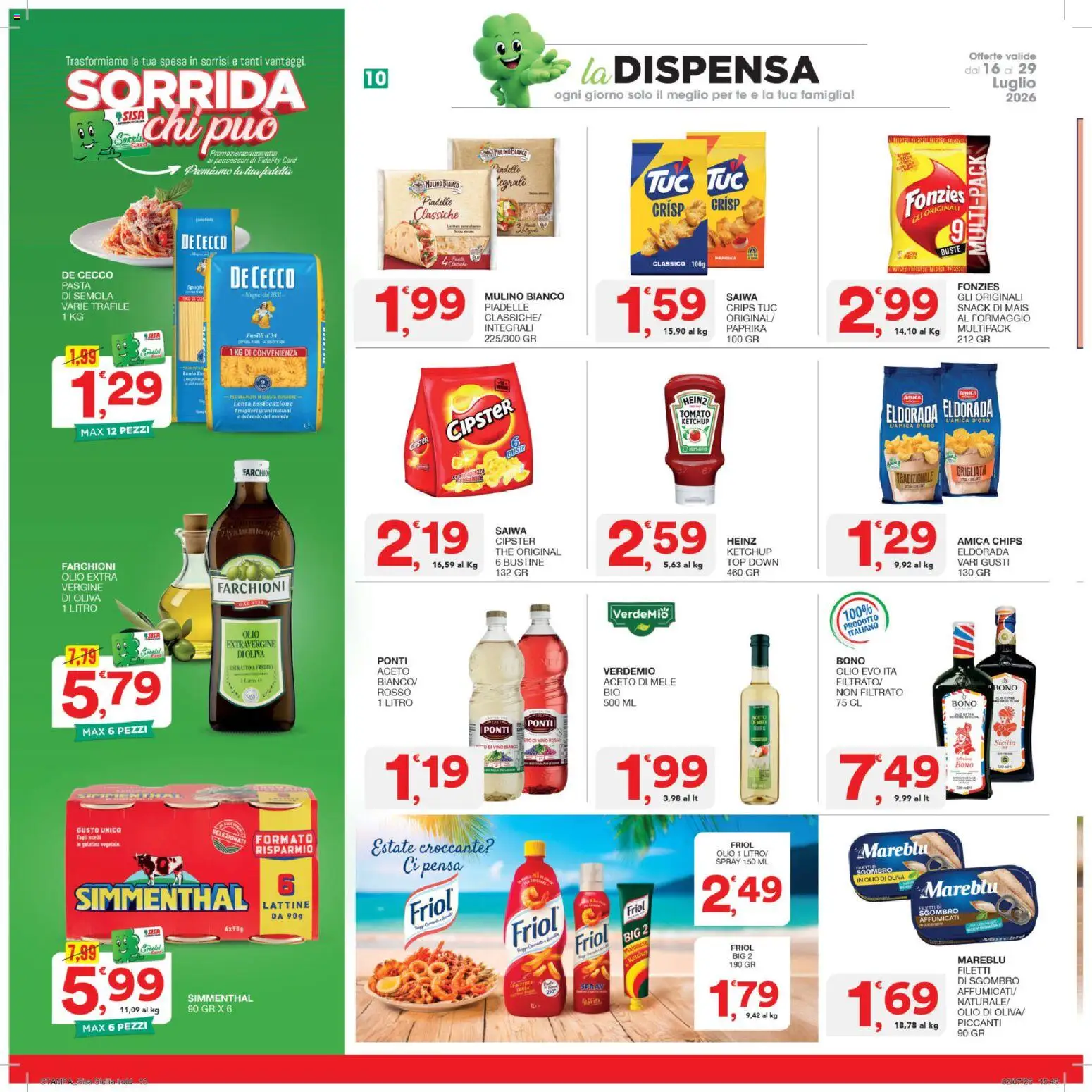 Volantino SISA del 16/07/2026 | Pagina: 10 | Prodotti: Tè, Aceto di mele, Formaggio, Mais