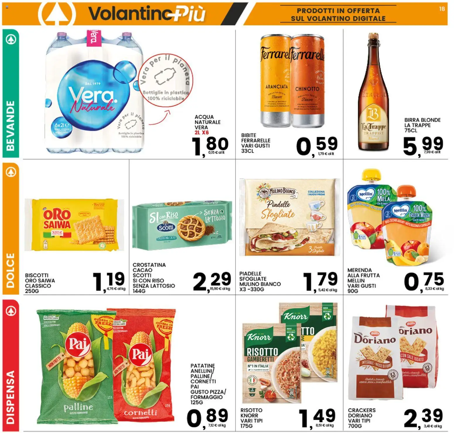 Volantino Interspar del 20/08/2026 | Pagina: 18 | Prodotti: Birra, Biscotti, Bevande, Sale