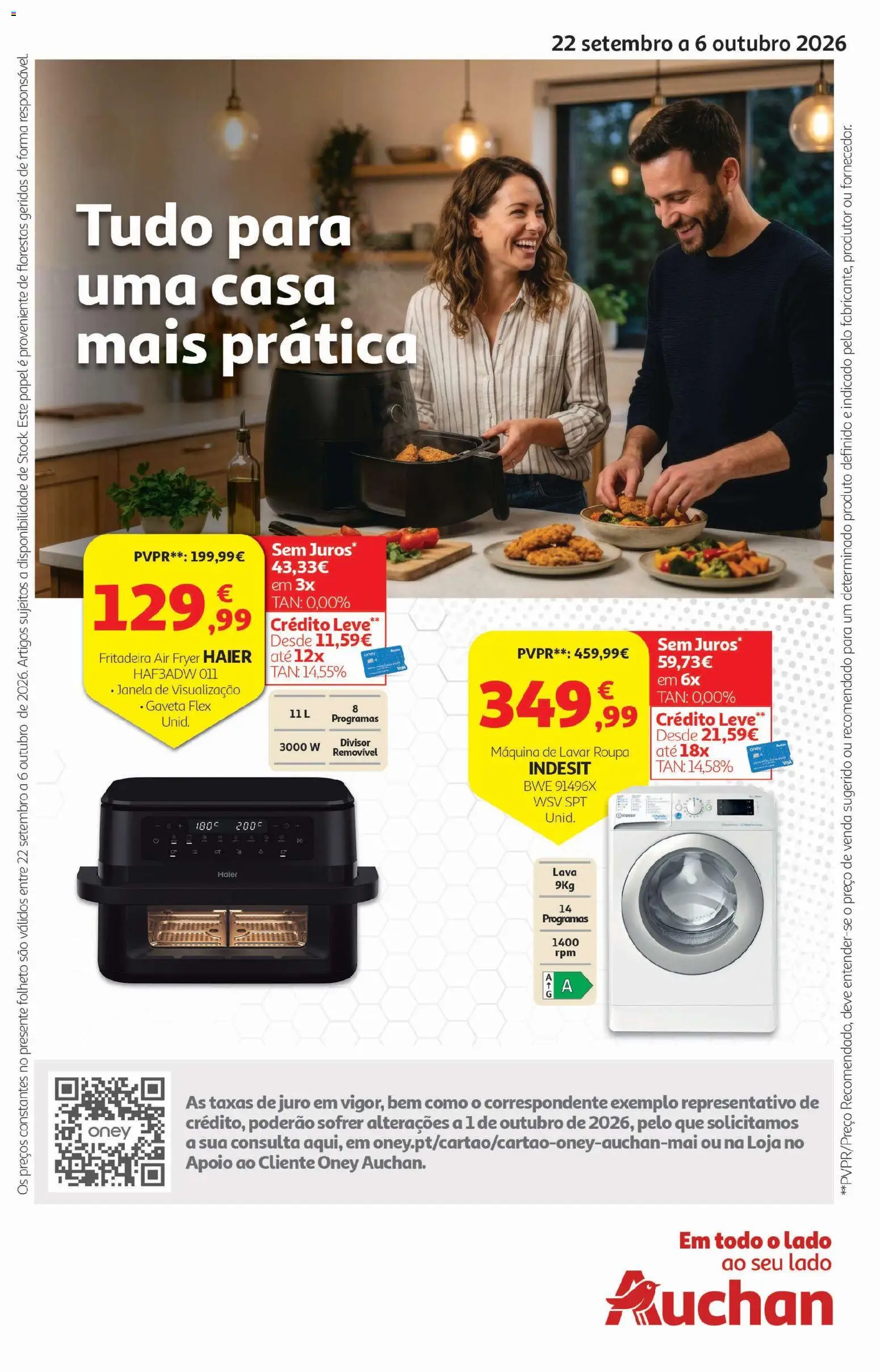 Auchan folheto - Cozinhar com prazer │ válido de 22/09/2026 | Página: 36 | Produtos: Fritadeira, Máquina de lavar, Máquina de lavar roupa, Janela