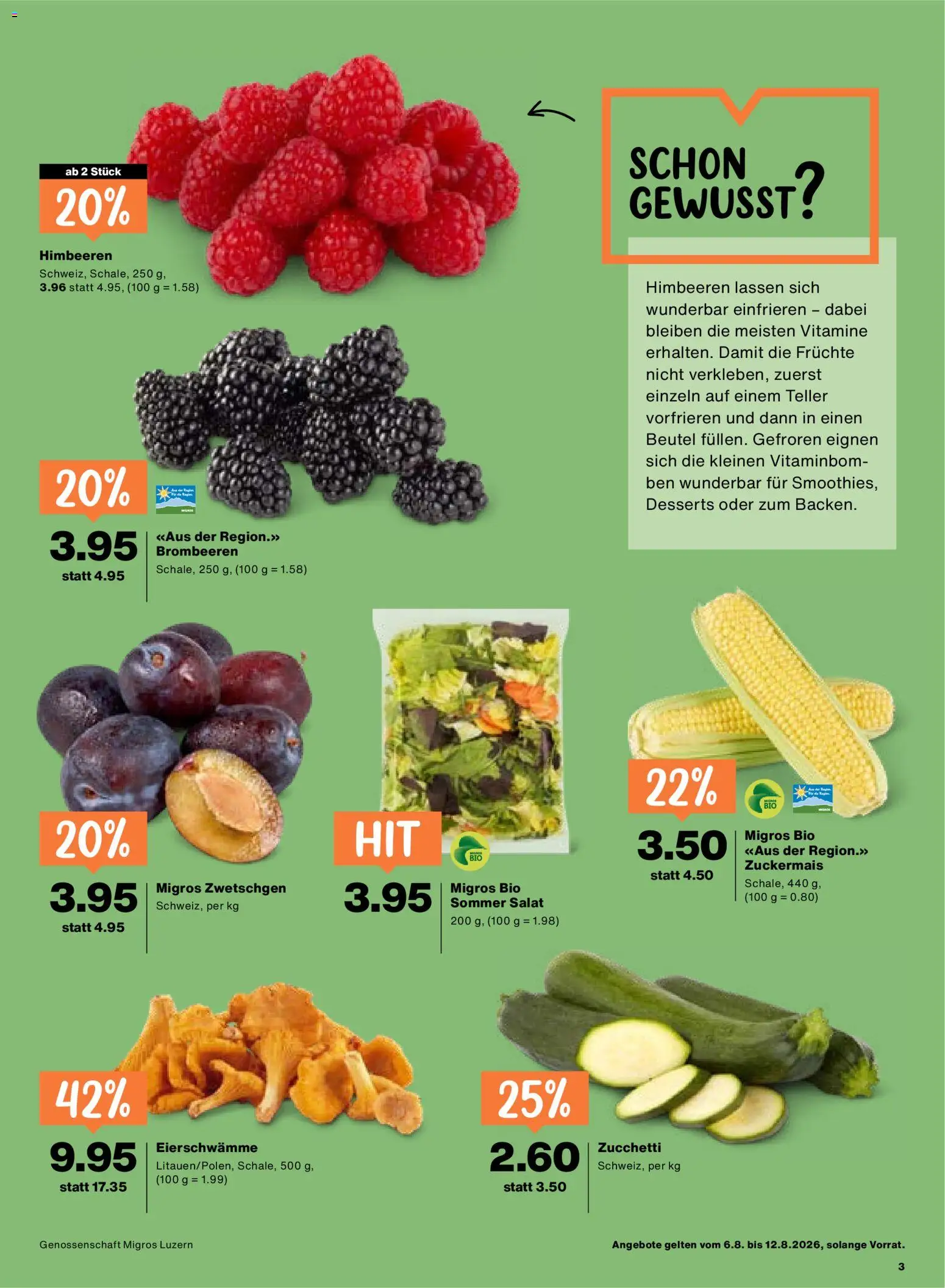 Migros aktionen – gültig ab 06.08.2026 | Seite: 3 | Produkte: Zwetschgen, Früchte, Salat, Desserts