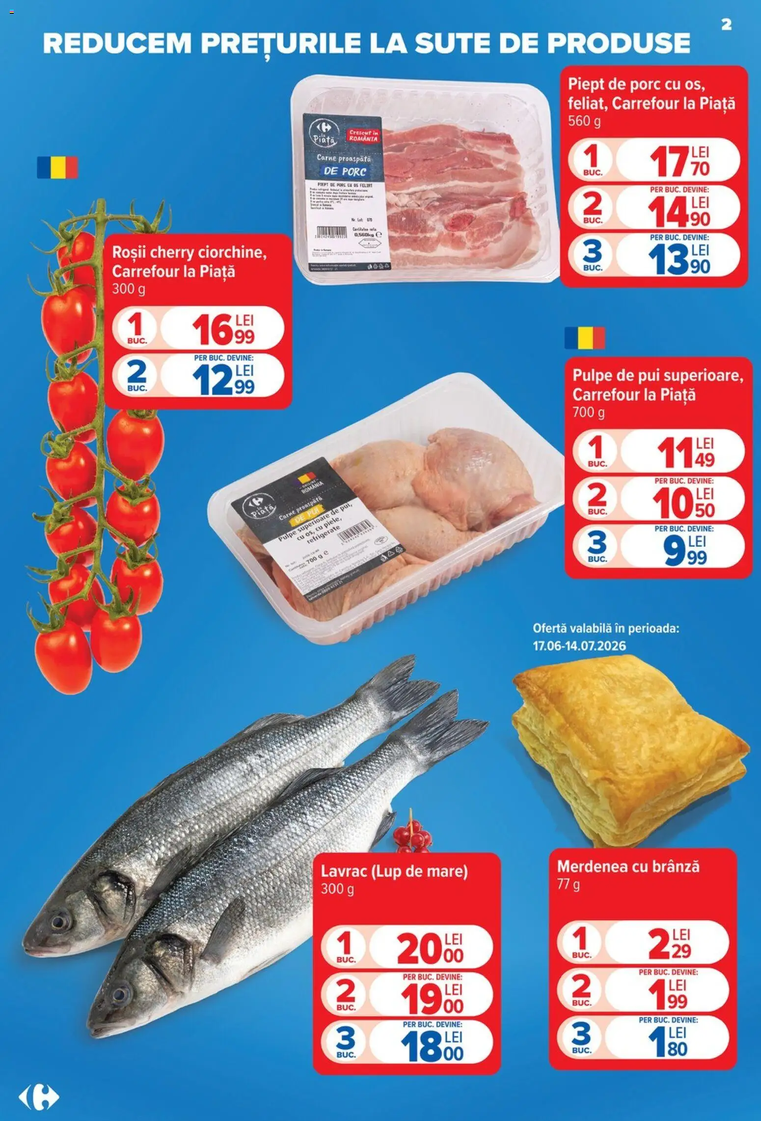 Noul catalog Carrefour – valabil de la 24.06.2026 | Pagină: 2 | Produse: Hacıyatmaz Kedi Oyuncağı, Brânză, Roșii