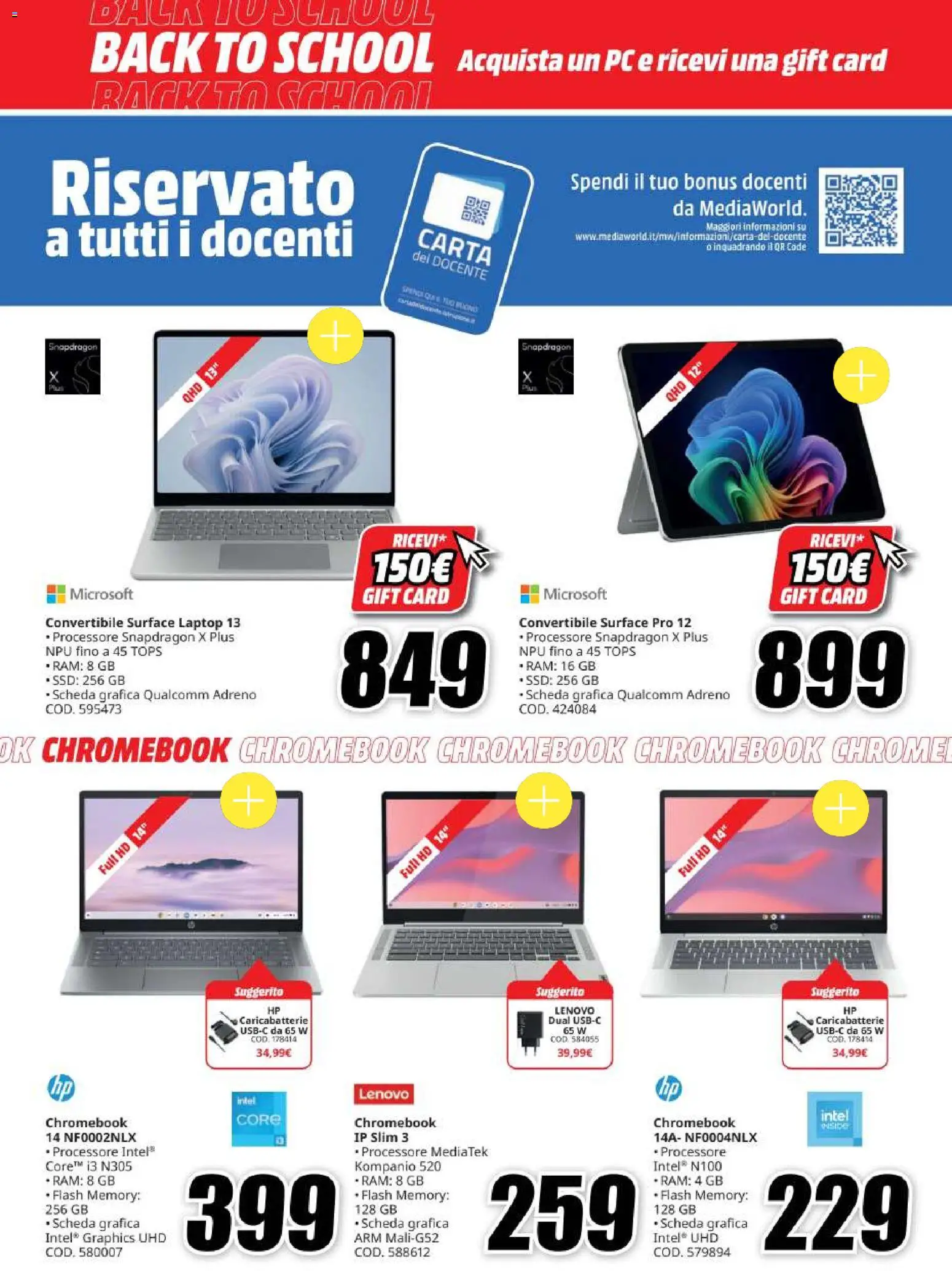 Volantino Media World del 20/08/2026 | Pagina: 2 | Prodotti: Laptop, PC, Caricabatterie