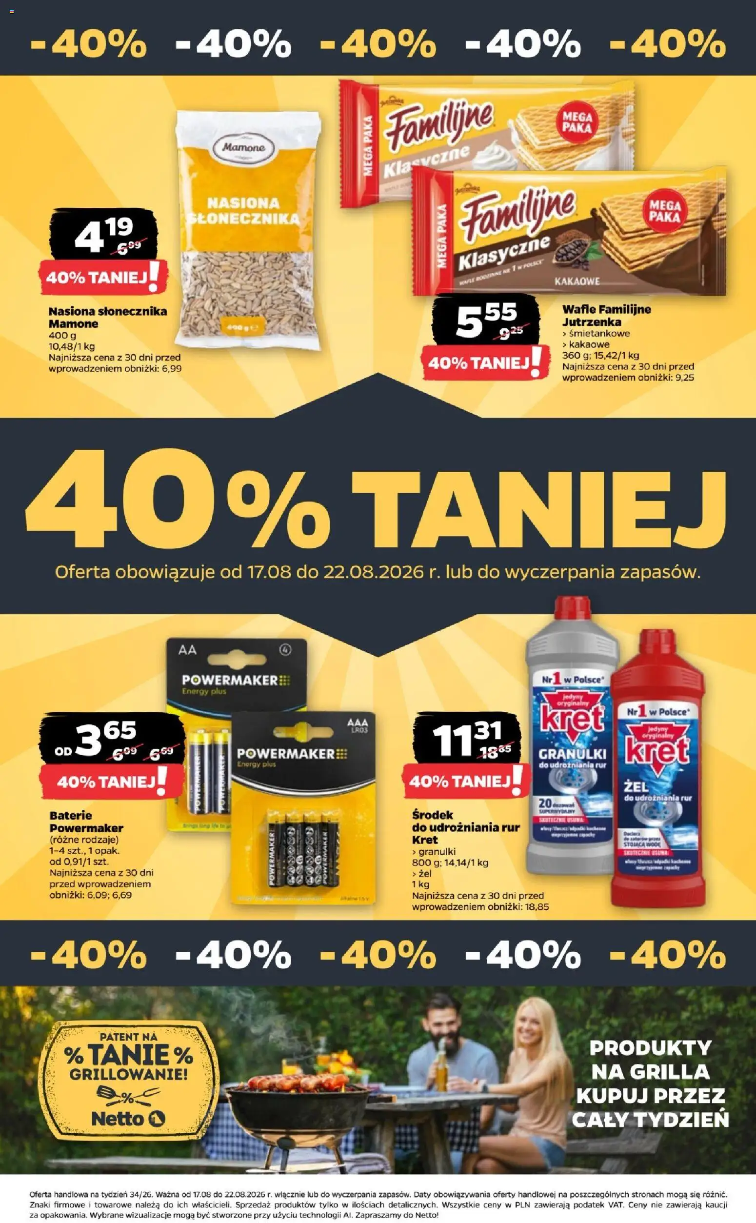 Netto gazetka od poniedziałku od 17.08.2026 | Strona: 36 | Produkty: Nasiona słonecznika, Wafle, Cleaner, Nasiona